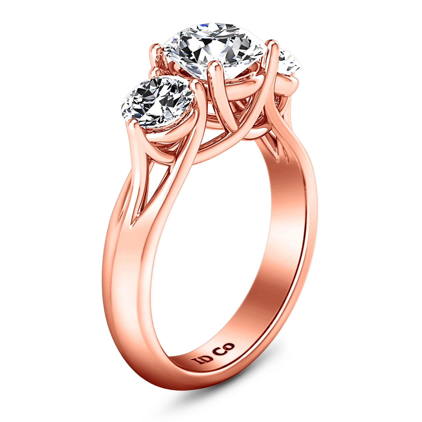Three Stone Diamond EngagementRing Charlotte 14K Rose Gold - Image 2