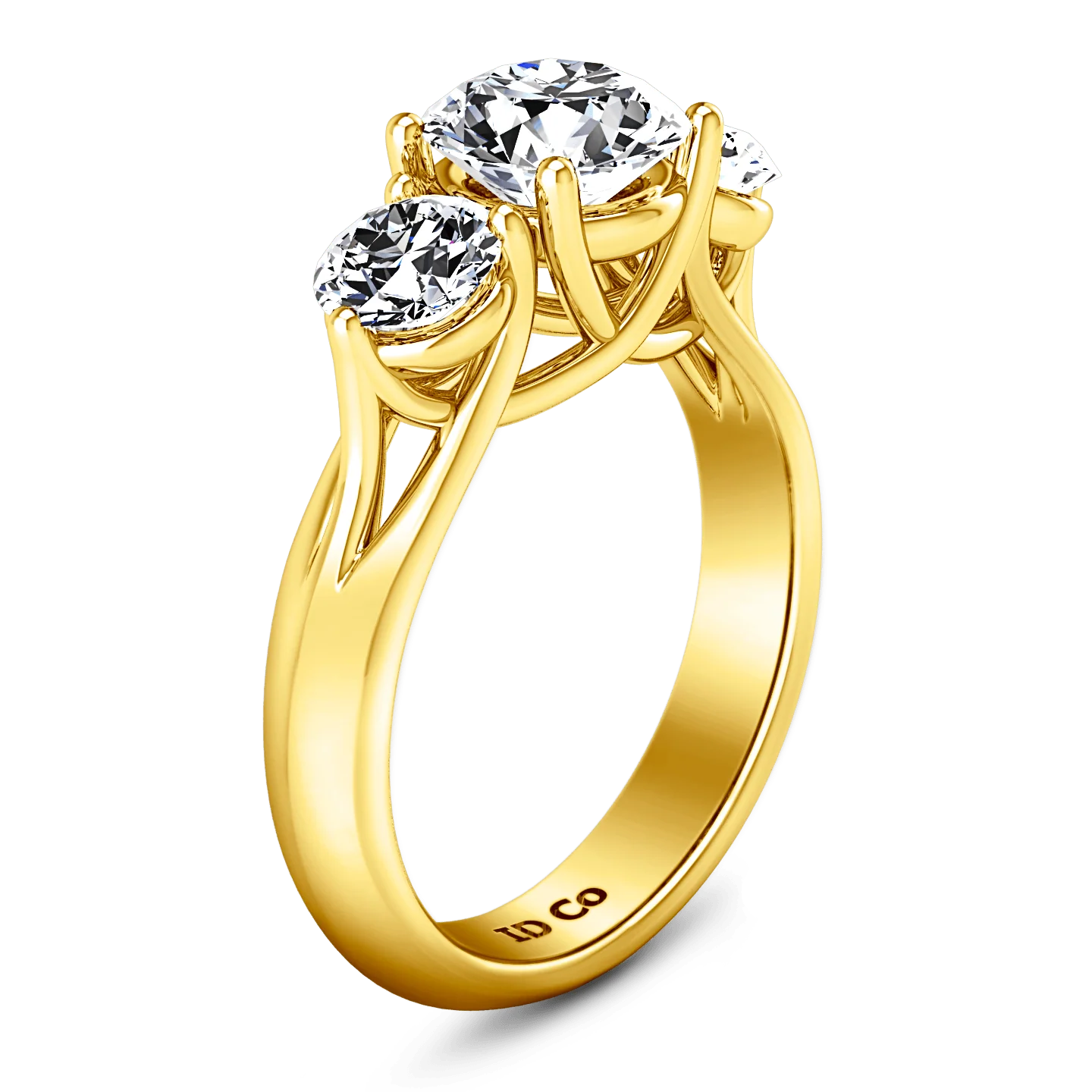 Three Stone Diamond Engagement Ring Charlotte 14K Yellow Gold - Image 2