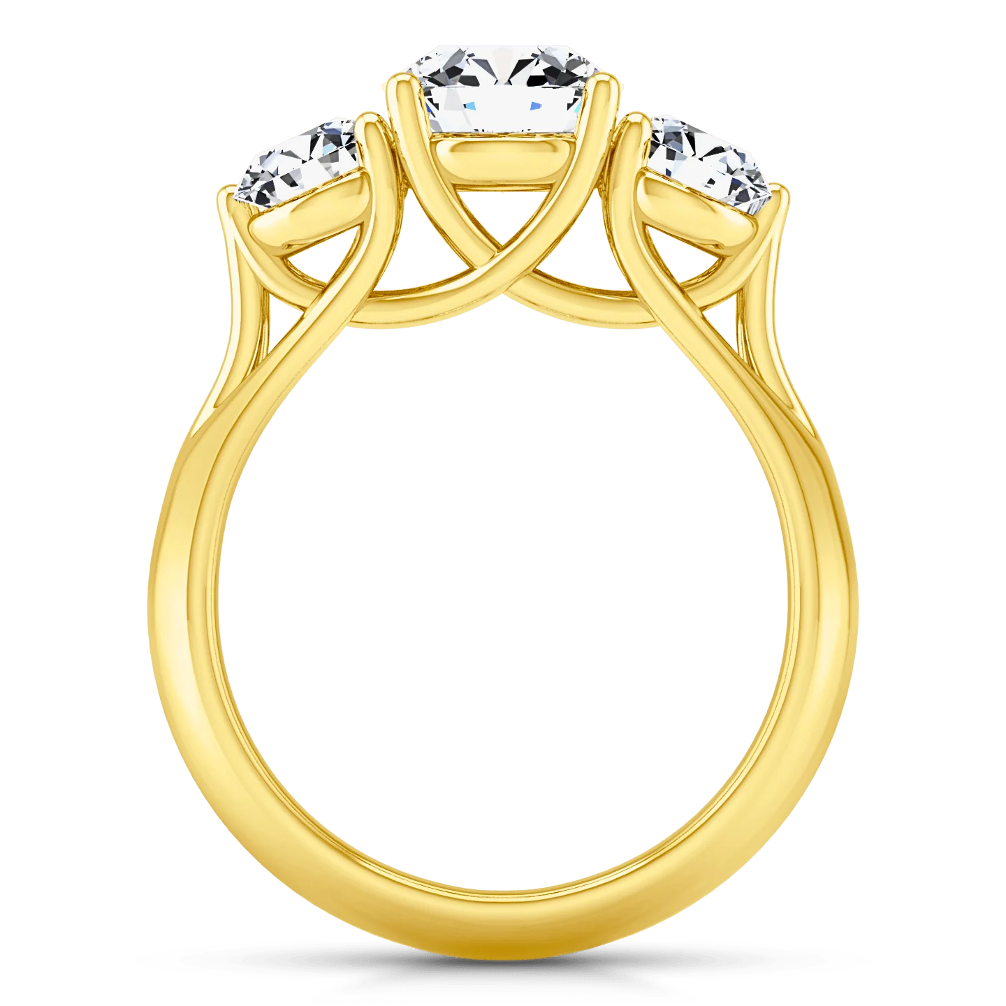 Three Stone Diamond Engagement Ring Charlotte 14K Yellow Gold - Image 3