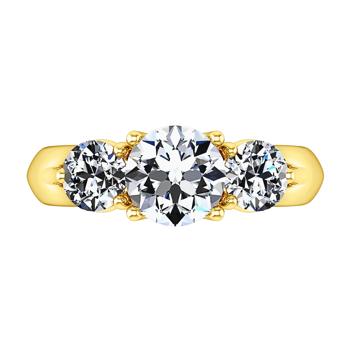 Three Stone Diamond Engagement Ring Charlotte 14K Yellow Gold - Image 4