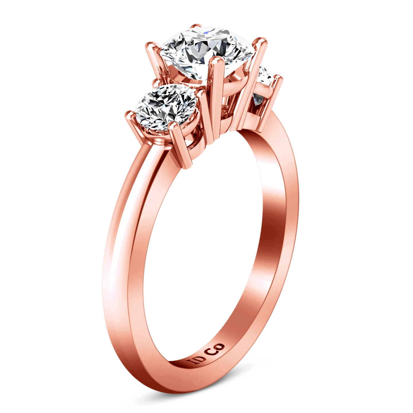 Three Stone Diamond EngagementRing Classic 14K Rose Gold - Image 2