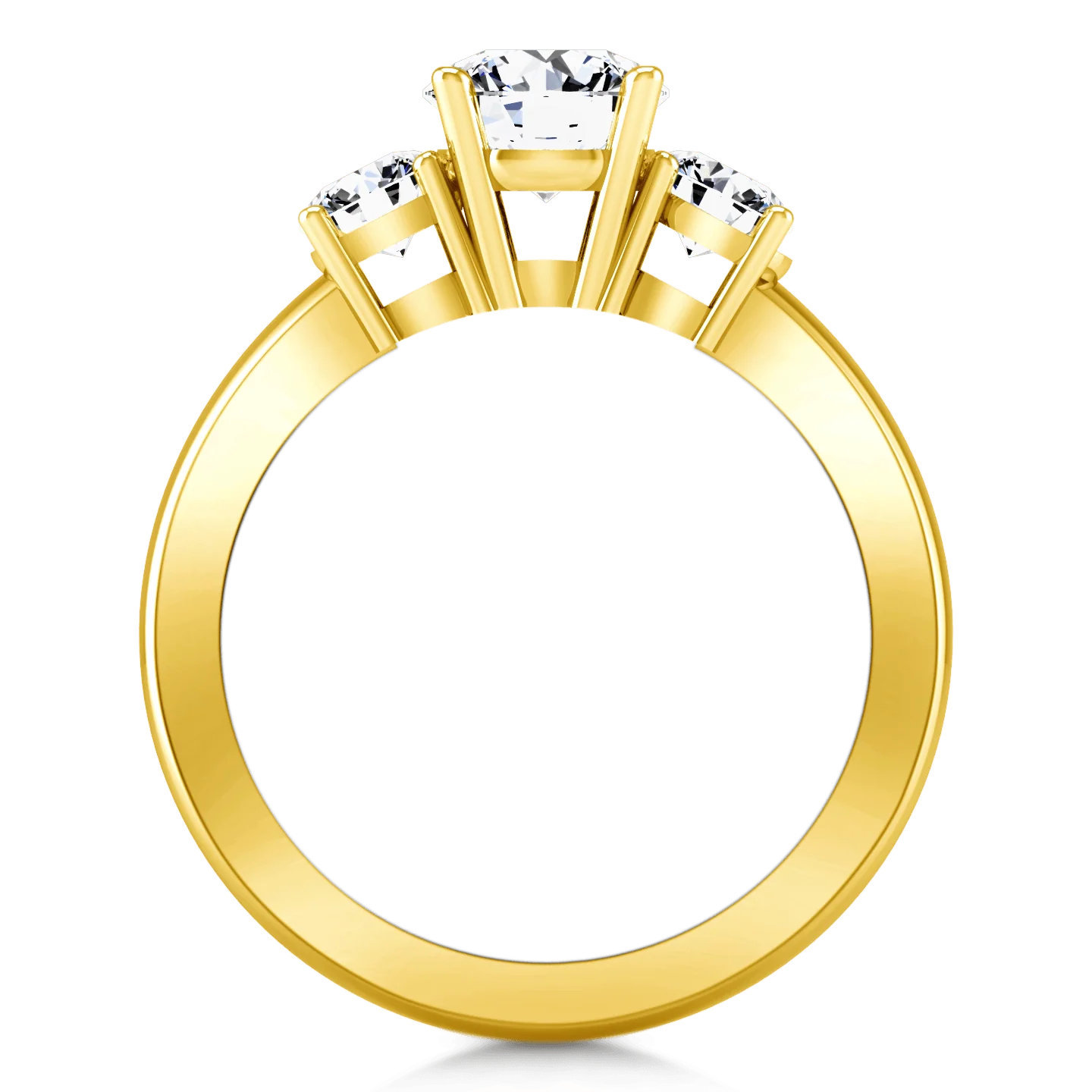 Three Stone Diamond Engagement Ring Classic 14K Yellow Gold - Image 3