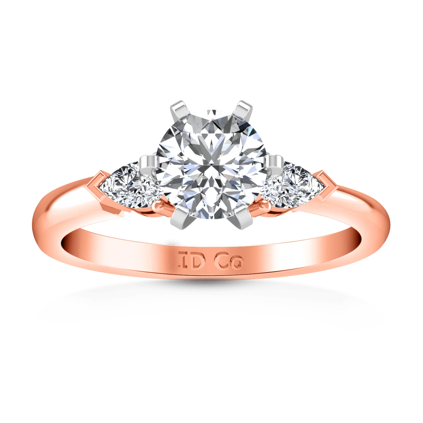 Three Stone Diamond EngagementRing Eliza Pear Shape 14K Rose Gold