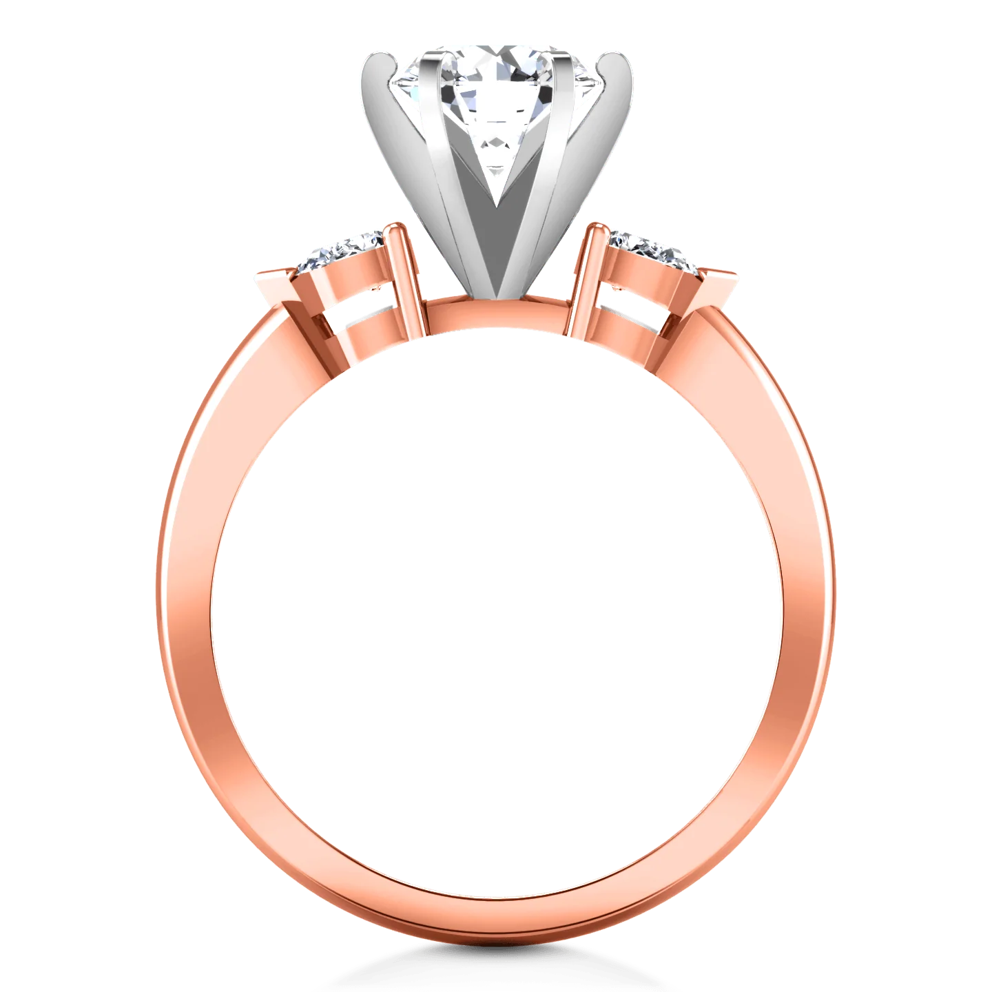 Three Stone Diamond EngagementRing Eliza Pear Shape 14K Rose Gold - Image 3