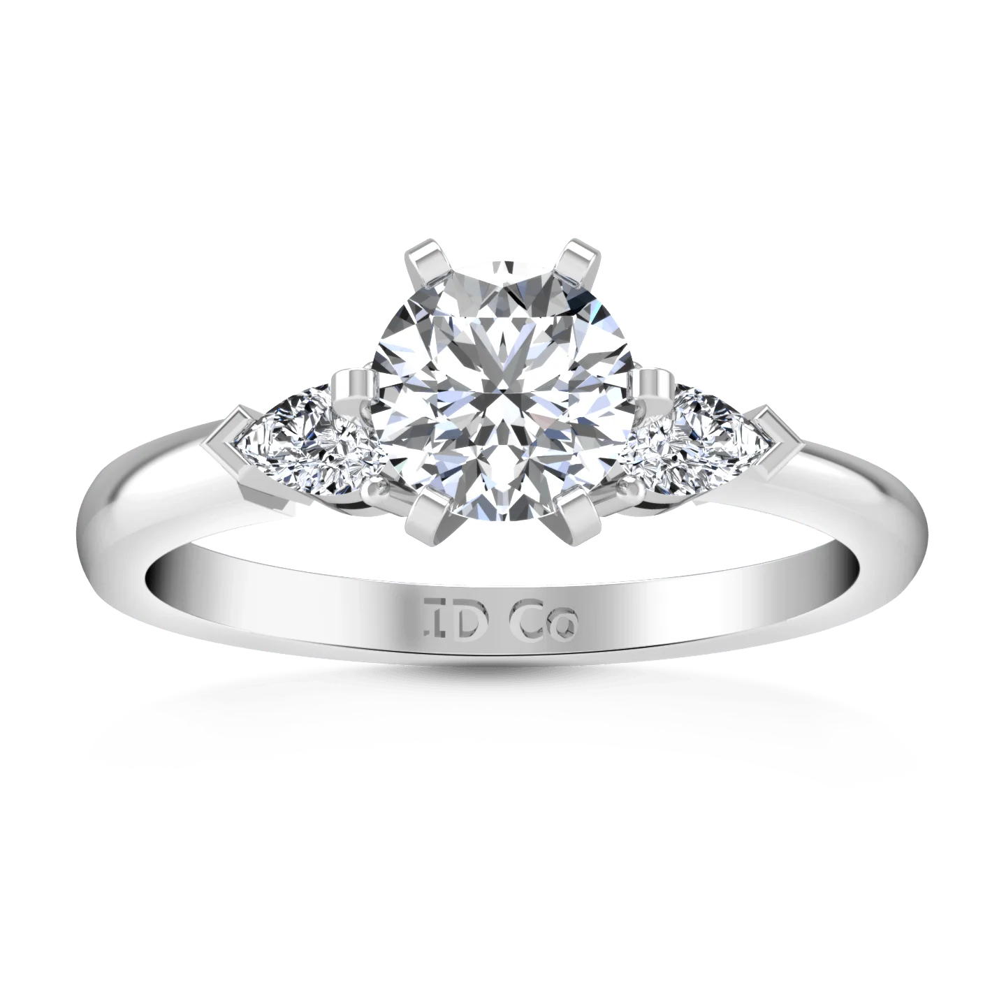 Three Stone Engagement Ring Eliza Pear Diamond 14K White Gold