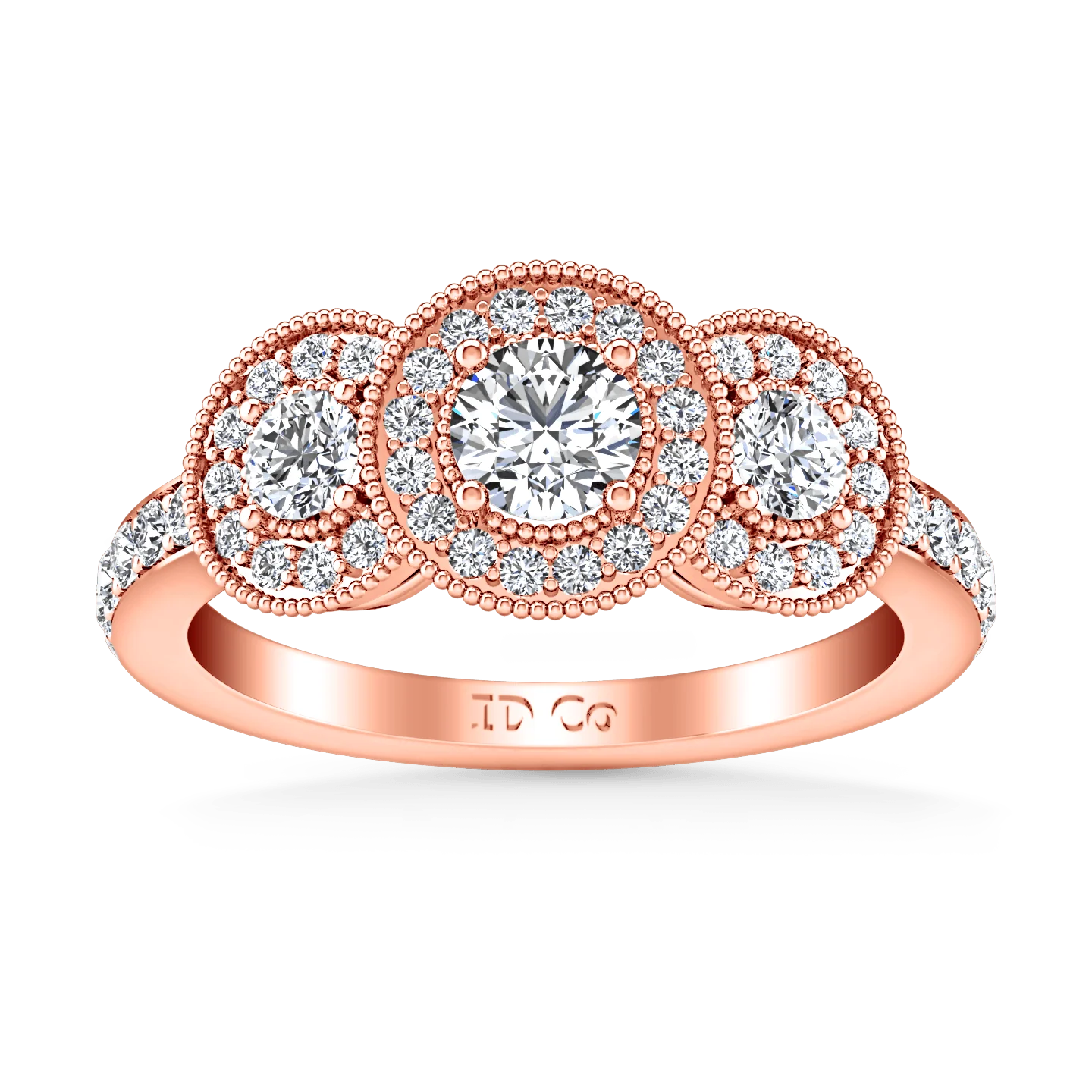 Three Stone Diamond EngagementRing Giselle 14K Rose Gold