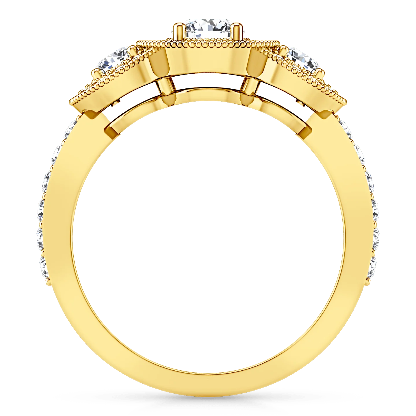 Three Stone Diamond Engagement Ring Giselle 14K Yellow Gold - Image 3