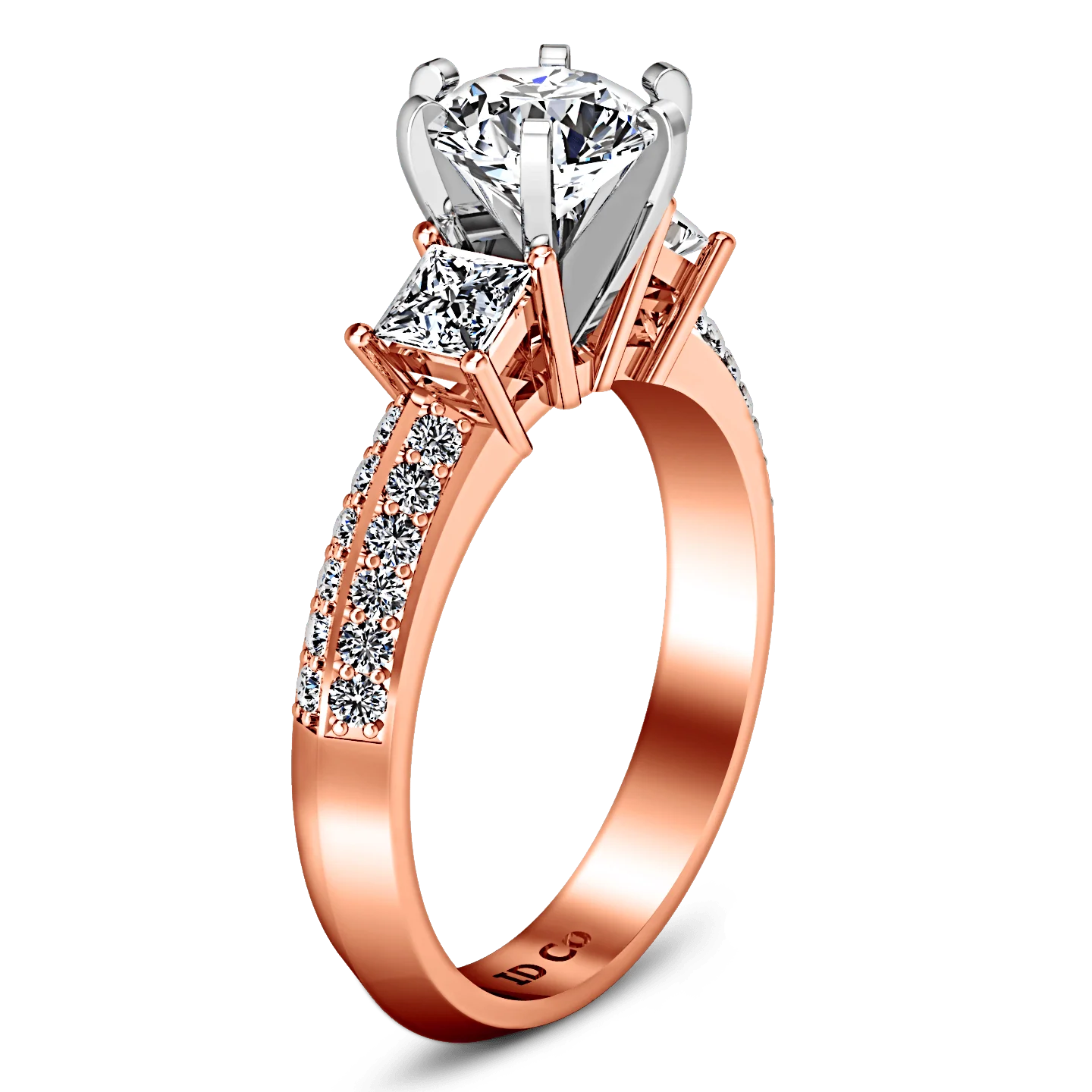 Three Stone Diamond EngagementRing Ivana 14K Rose Gold - Image 2