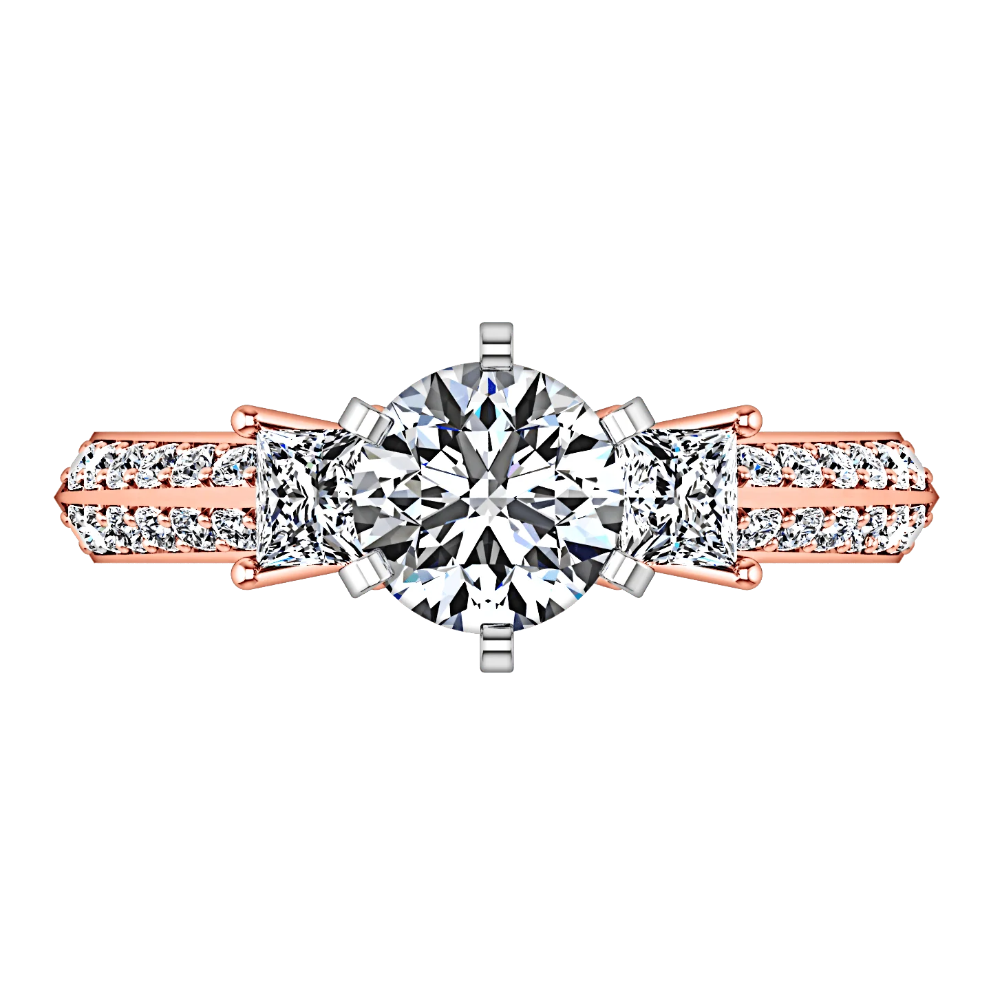 Three Stone Diamond EngagementRing Ivana 14K Rose Gold - Image 3