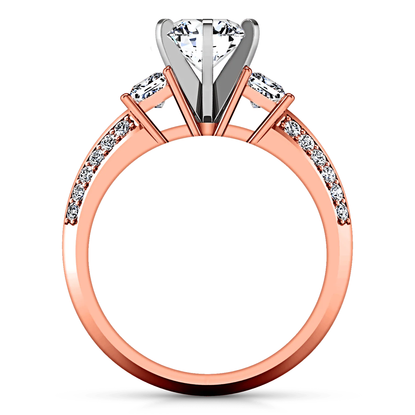 Three Stone Diamond EngagementRing Ivana 14K Rose Gold - Image 4