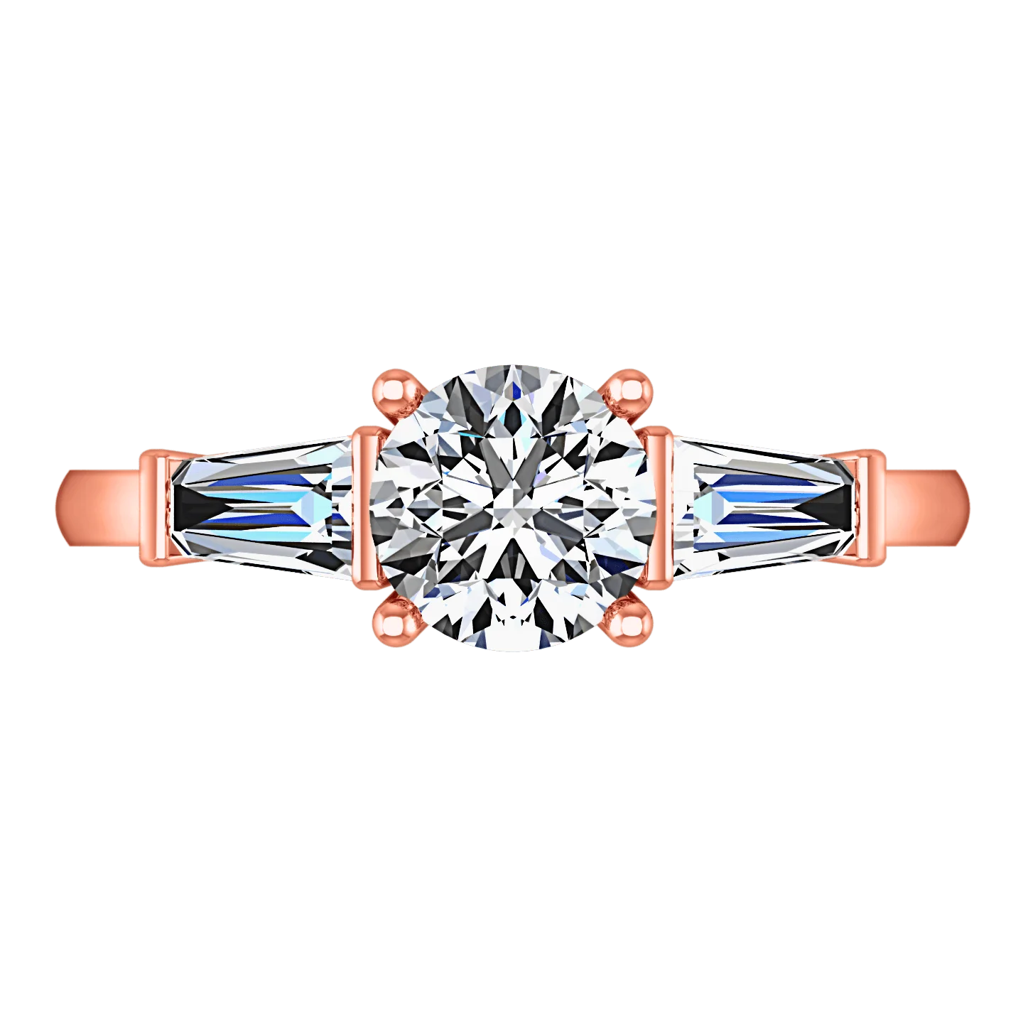 Three Stone Diamond EngagementRing Jenna 14K Rose Gold - Image 3