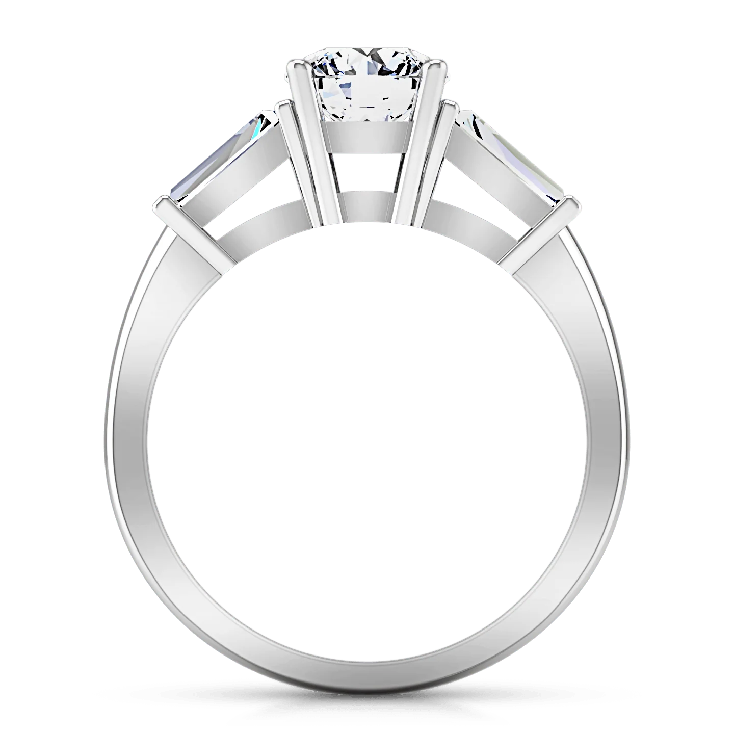 Round Diamond Three Stone Engagement Ring Jenna 14K White Gold - Image 4