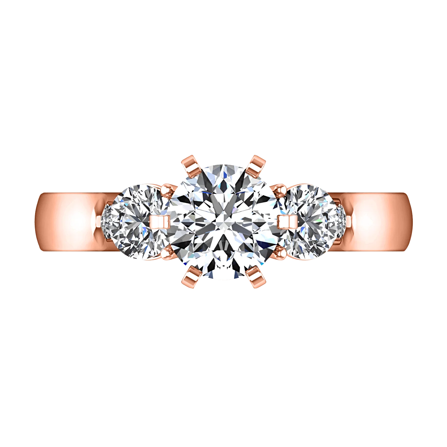 Three Stone Diamond EngagementRing Justine 14K Rose Gold - Image 4