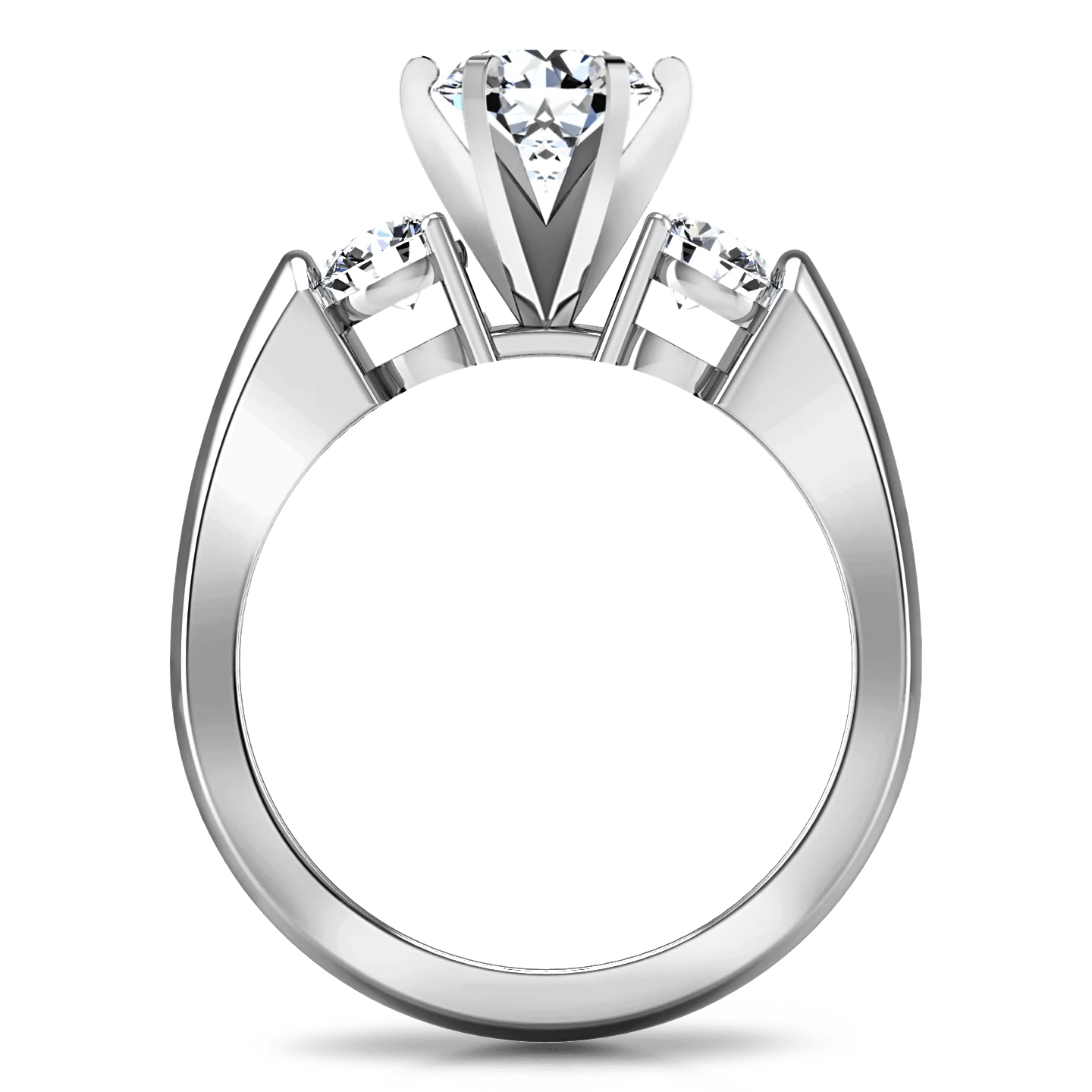 Round Diamond Three Stone Engagement Ring Justine 14K White Gold - Image 3