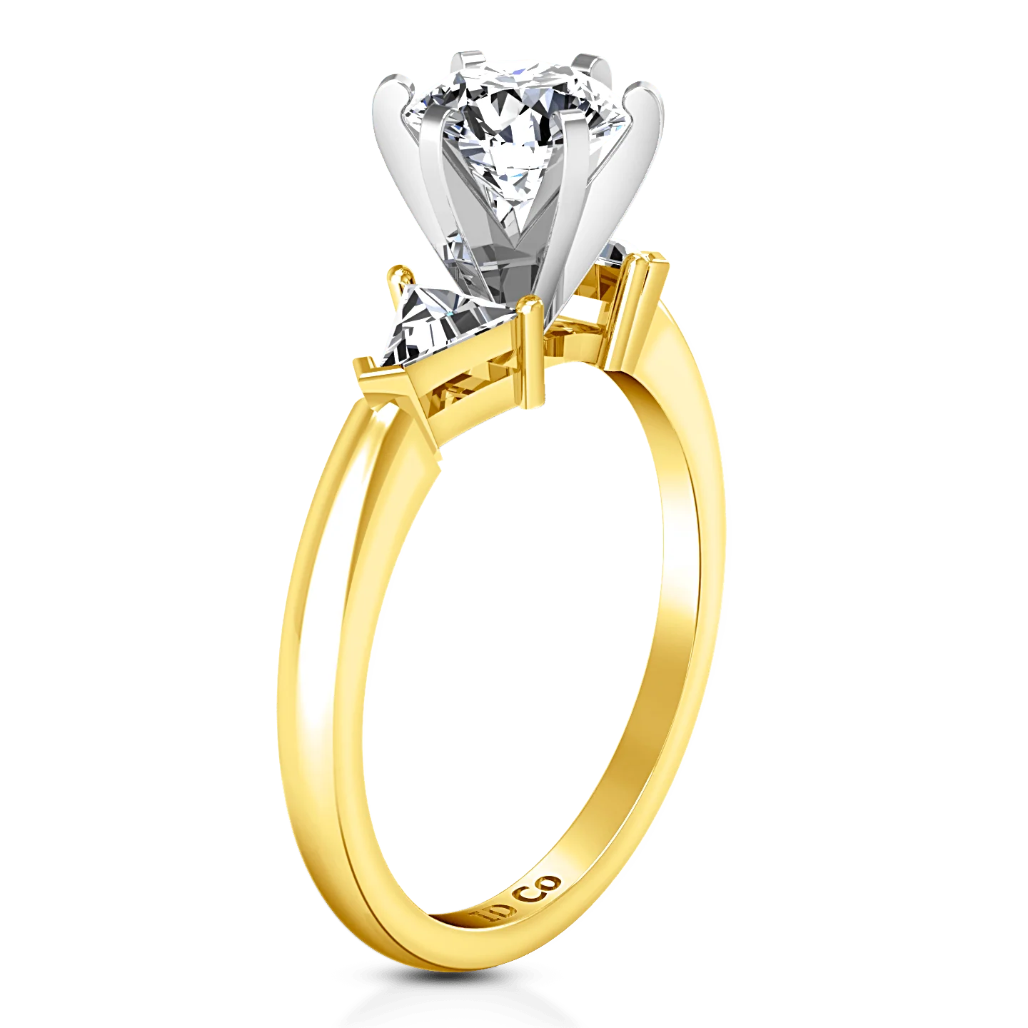 Three Stone Diamond Engagement Ring Miranda Trilliant 14K Yellow Gold - Image 2