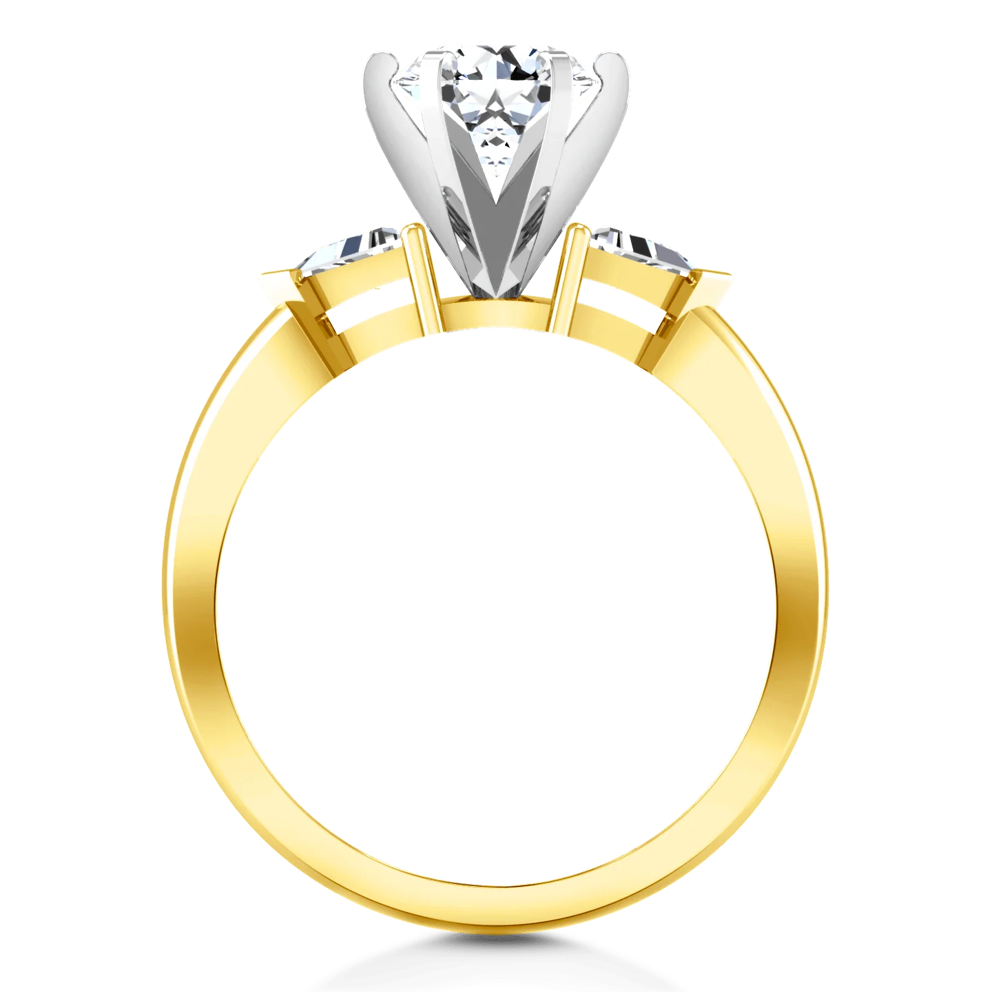 Three Stone Diamond Engagement Ring Miranda Trilliant 14K Yellow Gold - Image 3