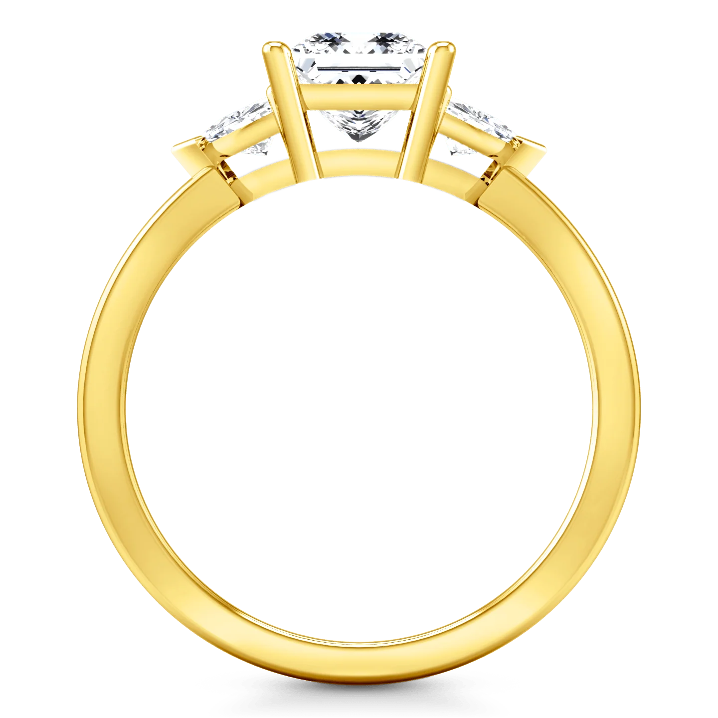 Three Stone Diamond Engagement Ring Simone 14K Yellow Gold - Image 3