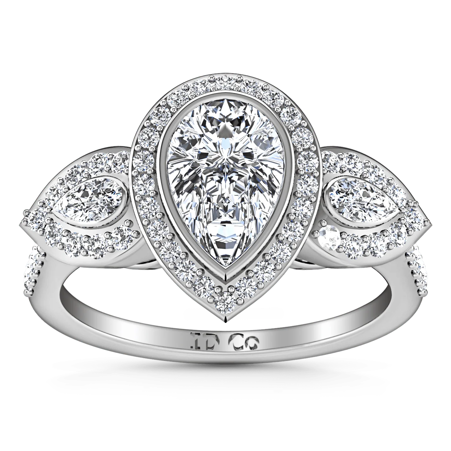 Three Stone Engagement Ring Vanessa 14K White Gold