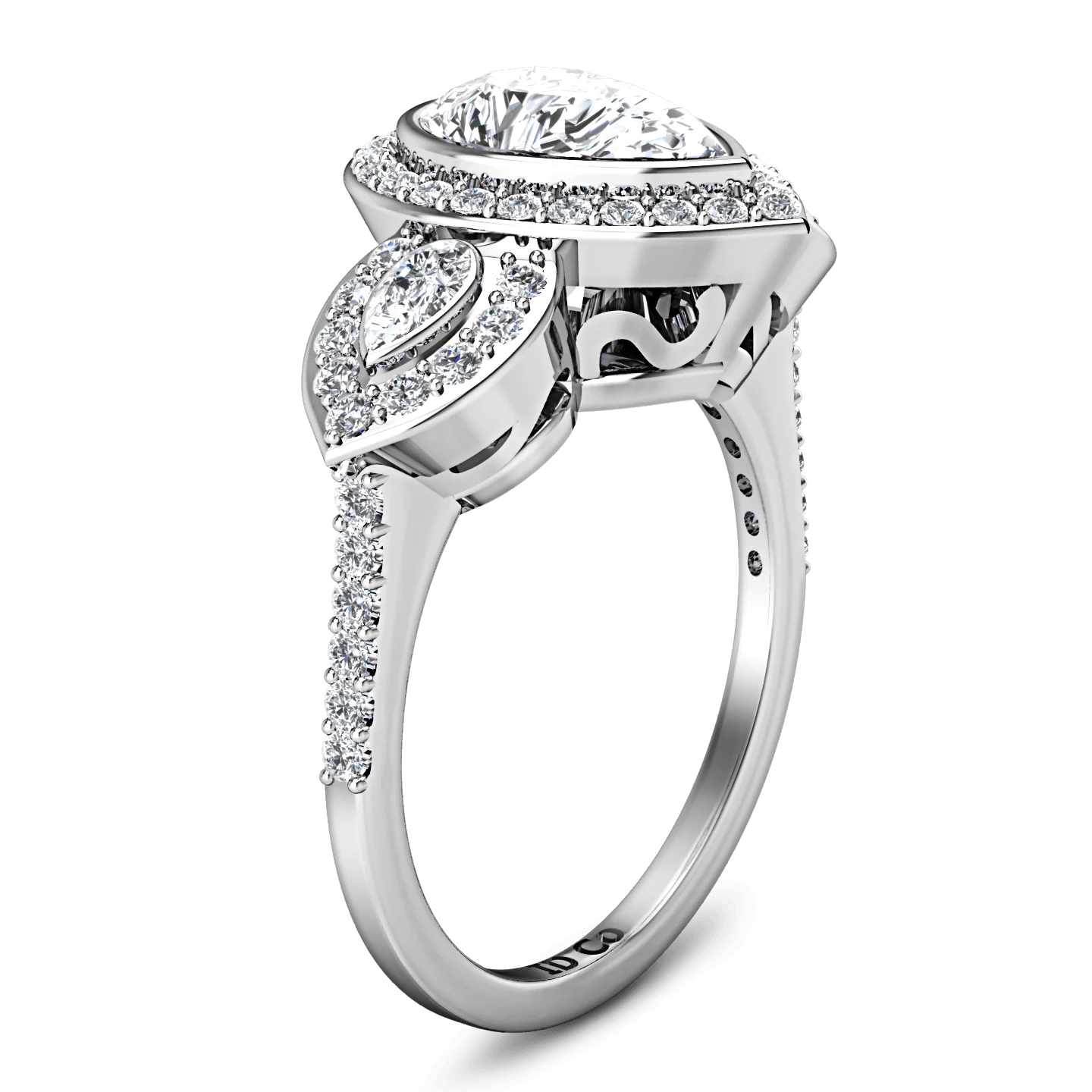 Three Stone Engagement Ring Vanessa 14K White Gold - Image 2