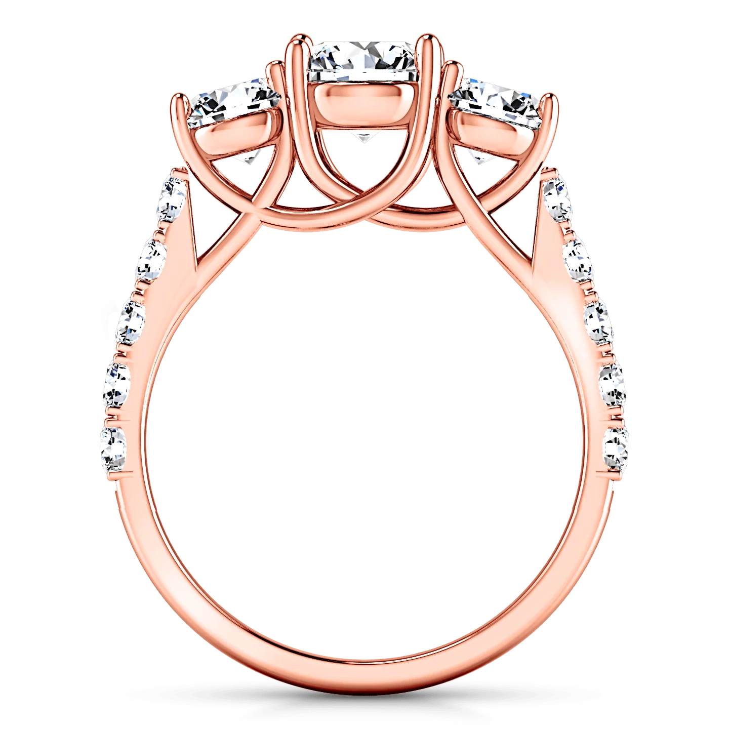 Three Stone Diamond EngagementRing Victoria 14K Rose Gold - Image 4