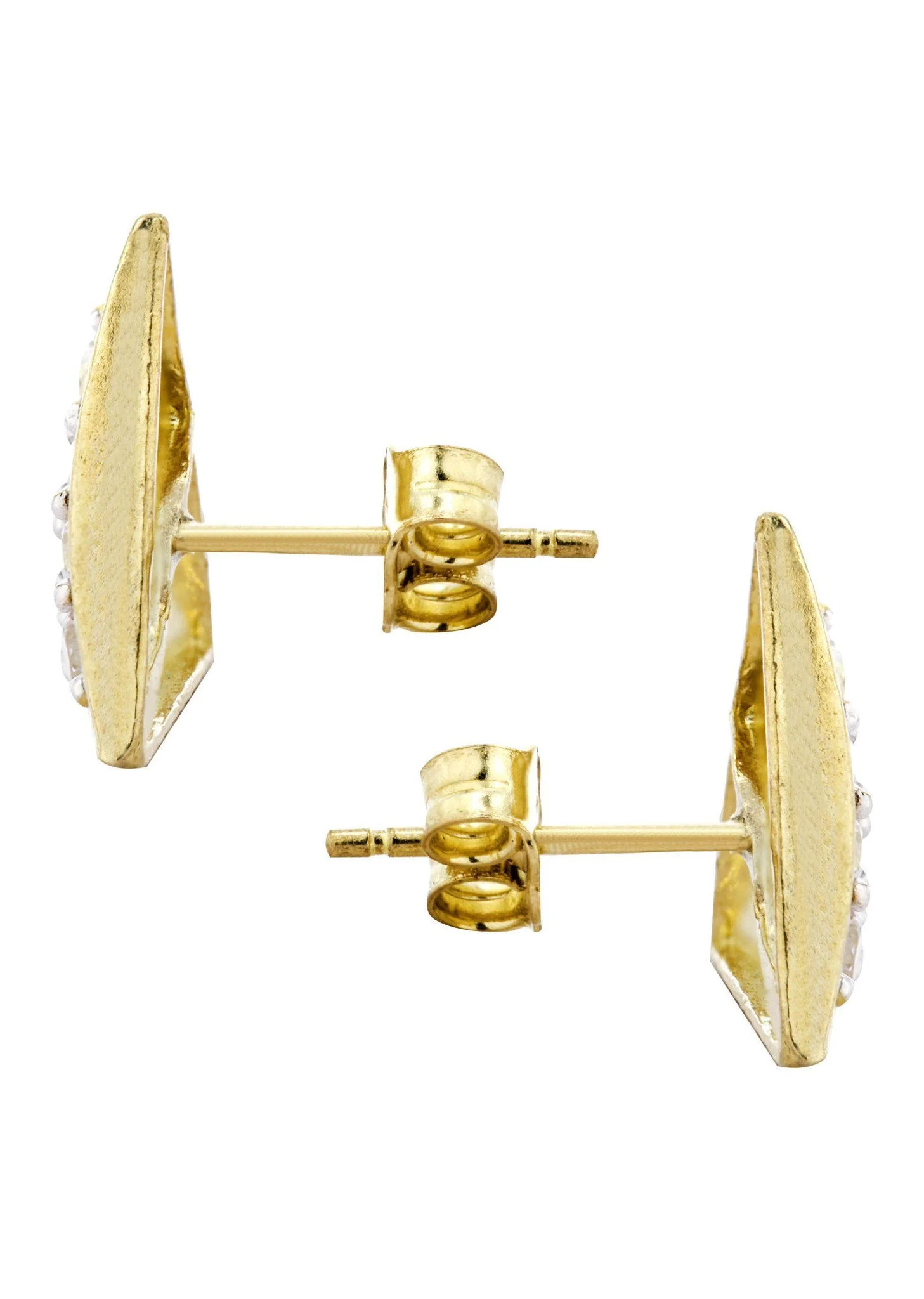 10K Triangle Gold Earrings For Men | Appx 1/2 Inches Wide - Image 2