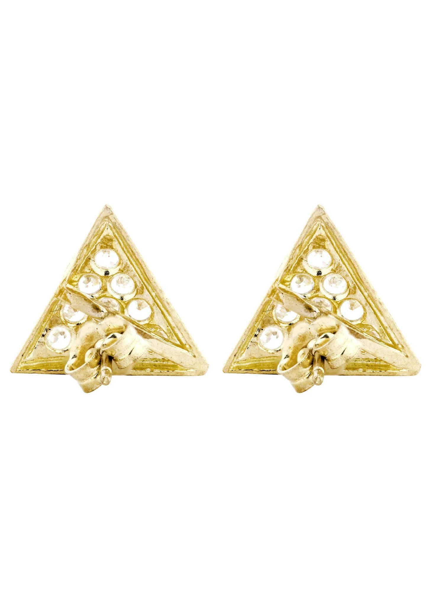 10K Triangle Gold Earrings For Men | Appx 1/2 Inches Wide - Image 3