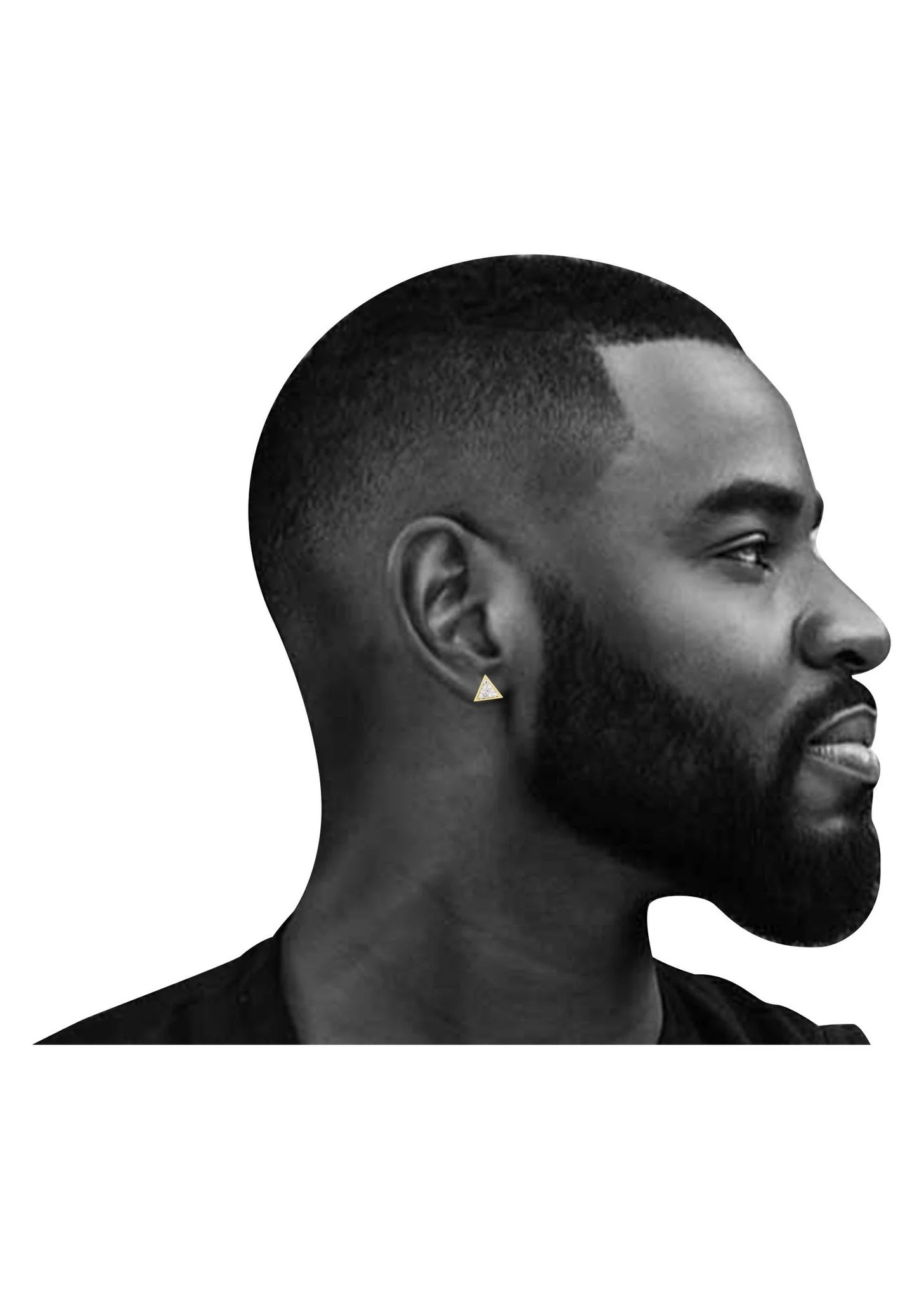 10K Triangle Gold Earrings For Men | Appx 1/2 Inches Wide - Image 4