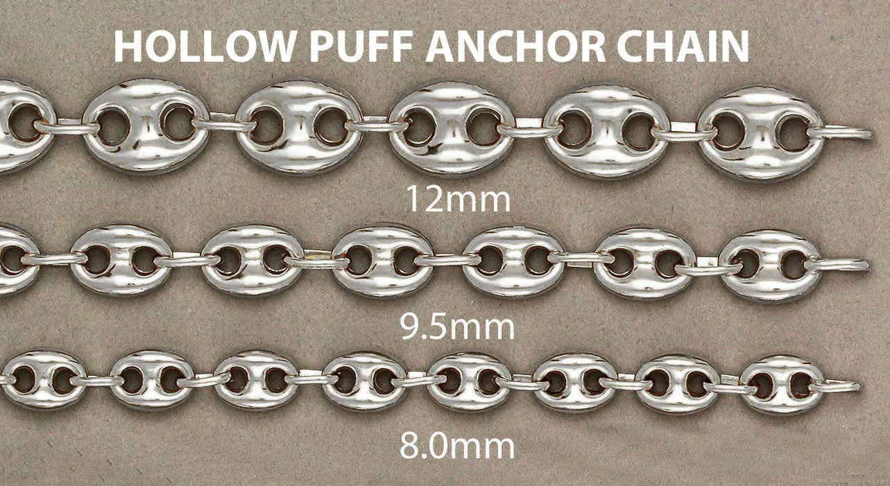 White Gold Chain - Mens Semi Solid Puff Chain 10K/14K Gold - Image 5