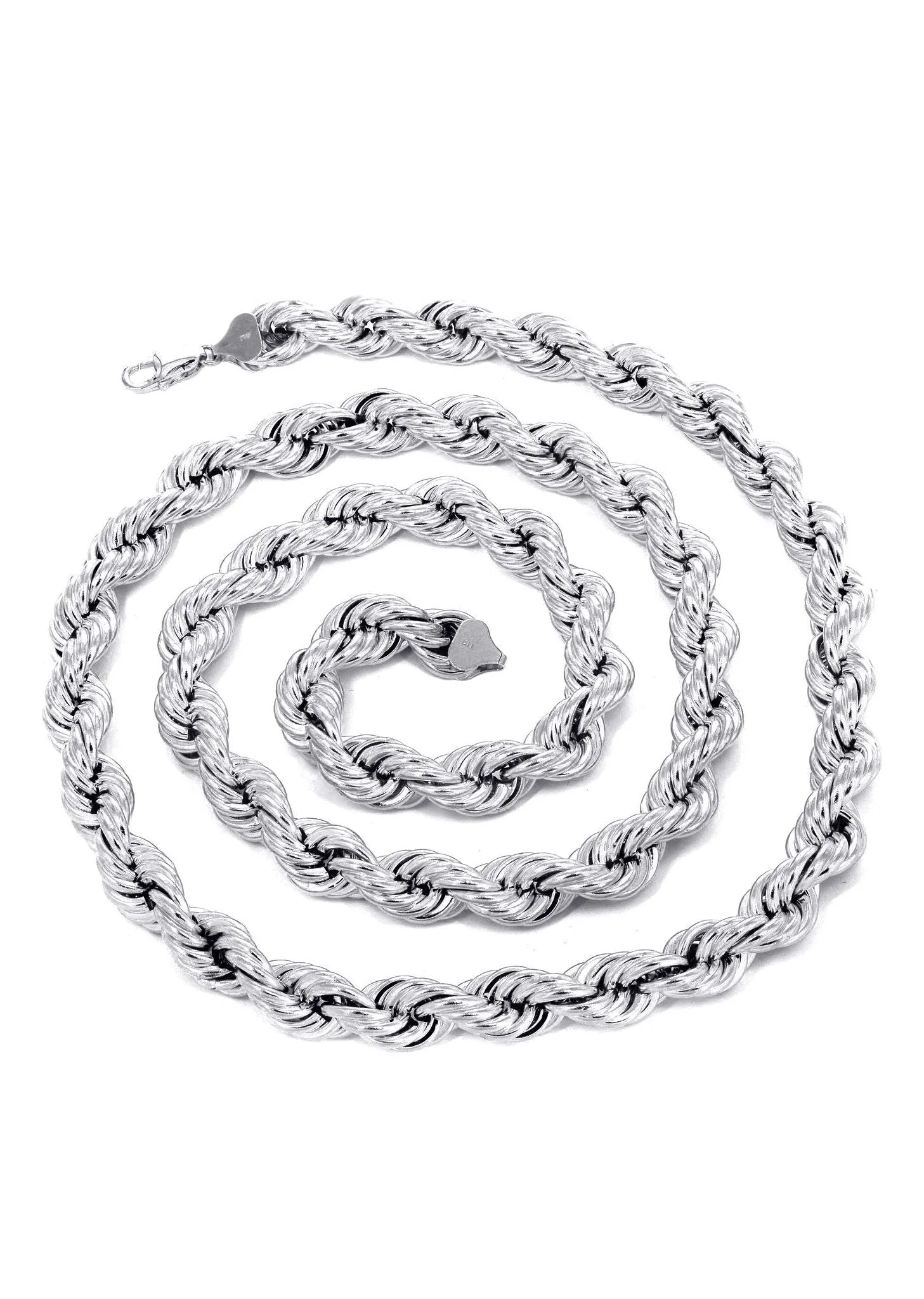 White Gold Chain - Mens Semi Solid  Rope Chain 10K/14K Gold - Image 3