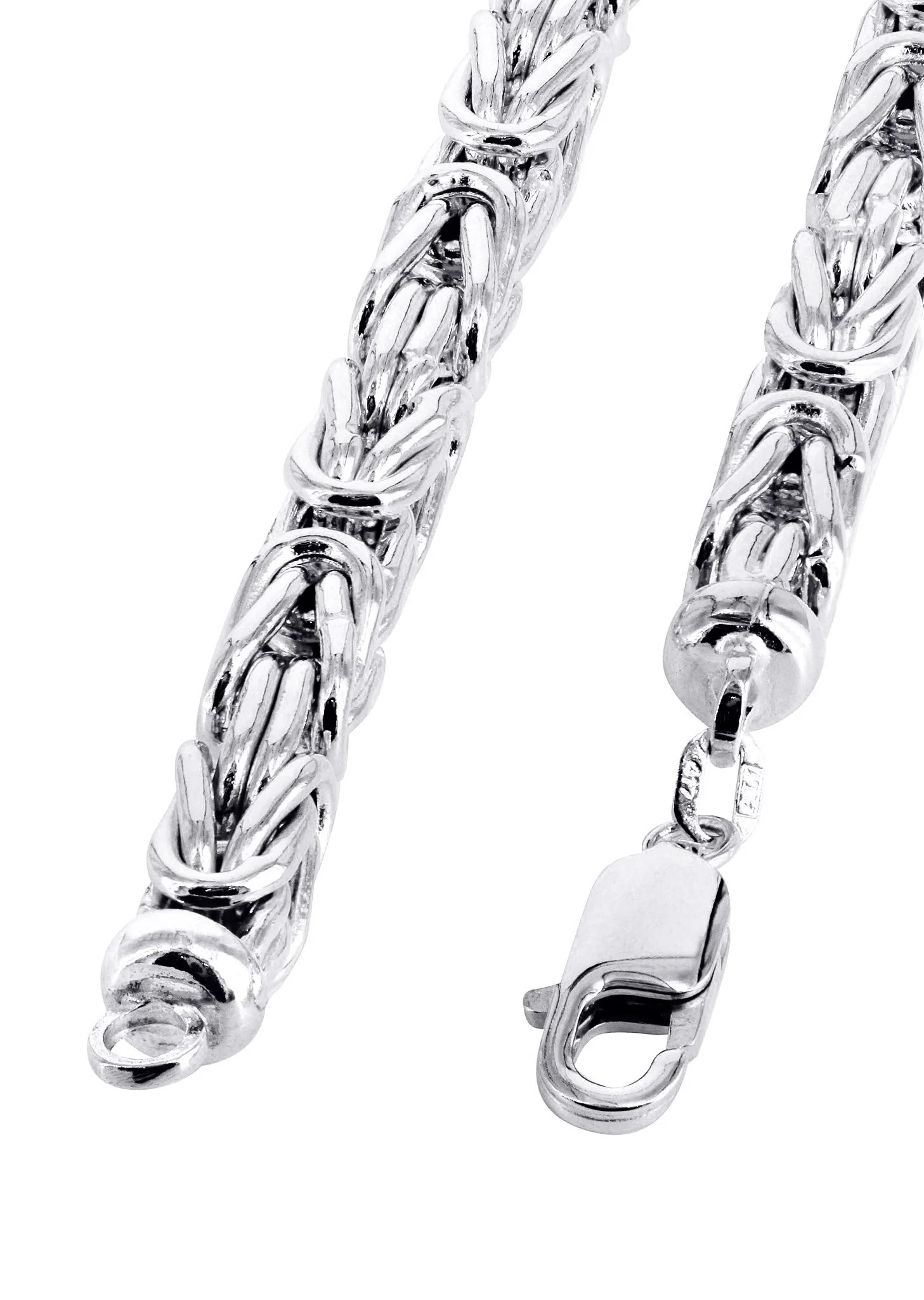Mens Semi Solid Italian Byzantine Chain - White 10k Gold - Image 2