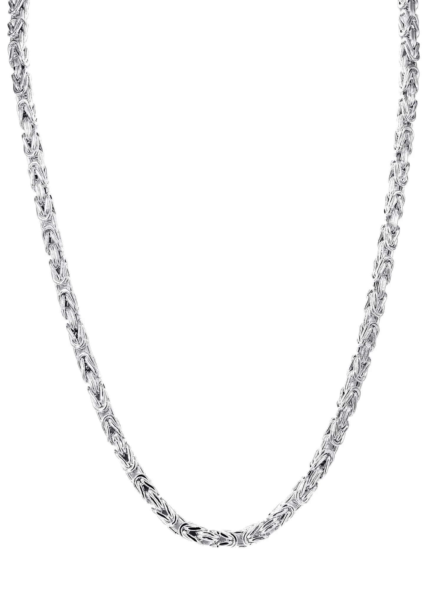 Mens Semi Solid Italian Byzantine Chain - White 10k Gold - Image 3
