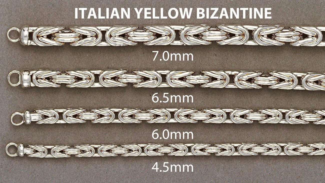 Mens Semi Solid Italian Byzantine Chain - White 10k Gold - Image 5