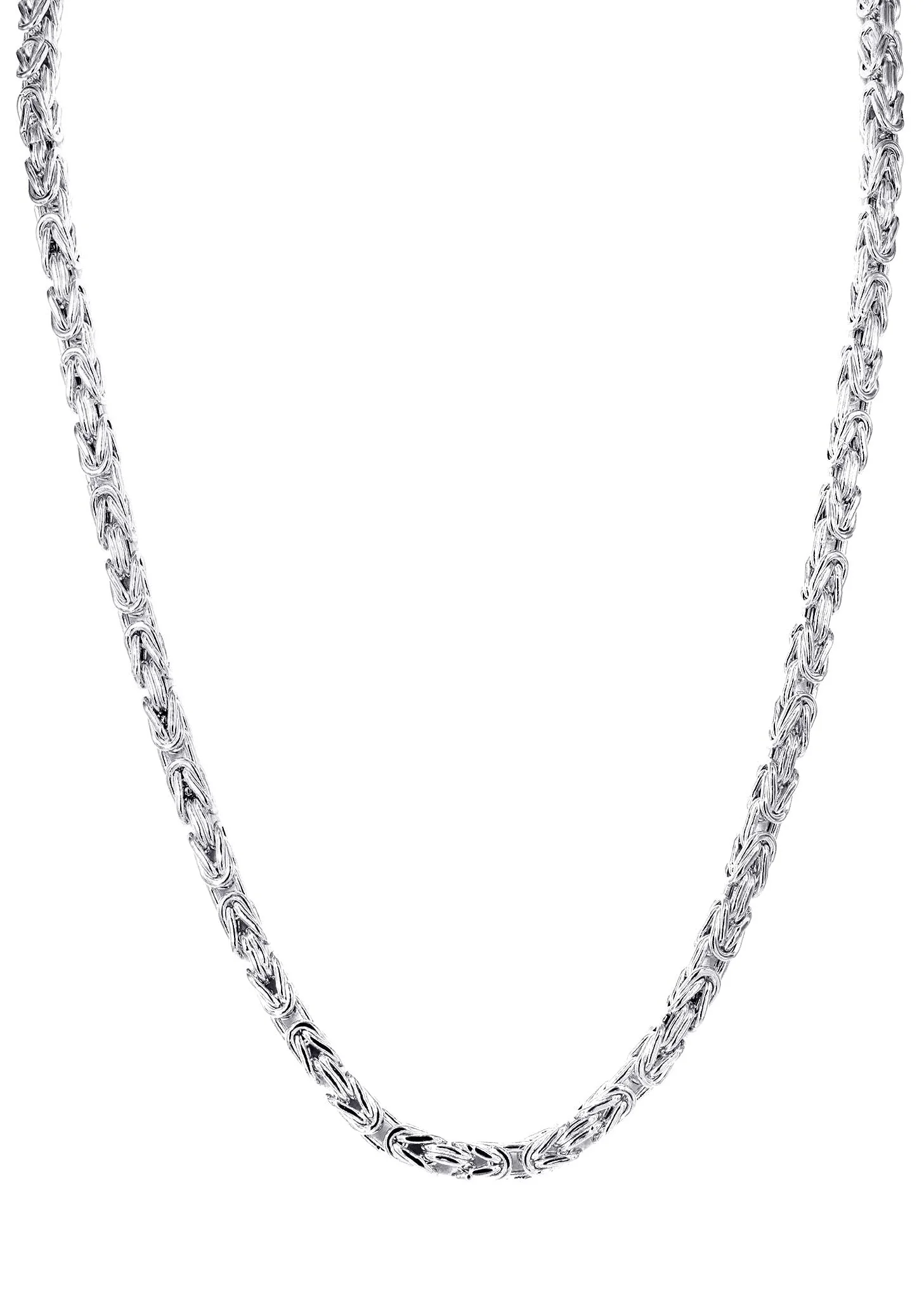 White Gold Chain - Mens Semi Solid Italian Byzantine Chain 10K/14K Gold - Image 3