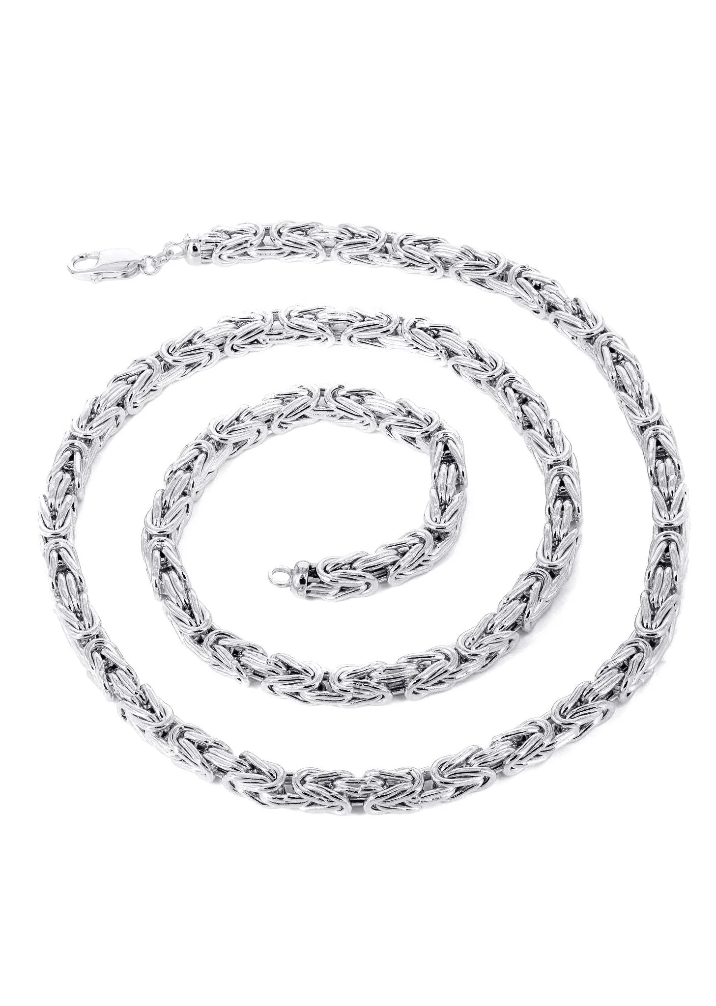 White Gold Chain - Mens Semi Solid Italian Byzantine Chain 10K/14K Gold - Image 4
