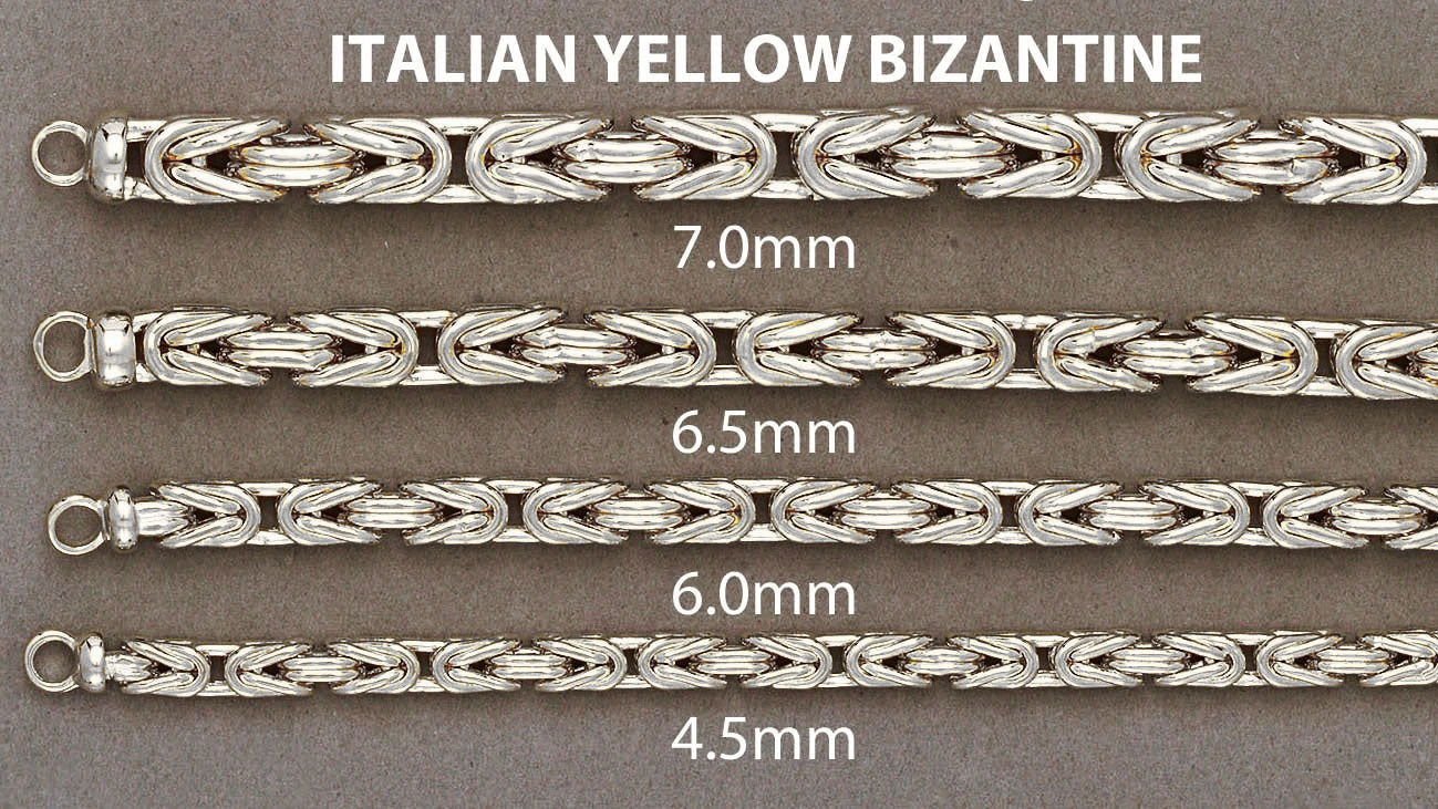 White Gold Chain - Mens Semi Solid Italian Byzantine Chain 10K/14K Gold - Image 5
