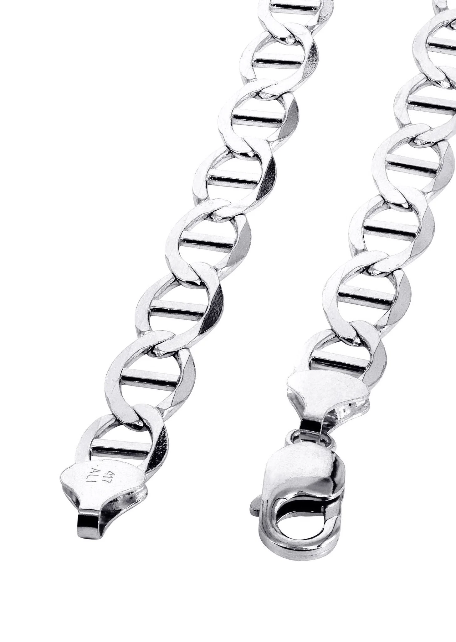 Mens Solid Mariner Chain 10K White Gold - Image 2