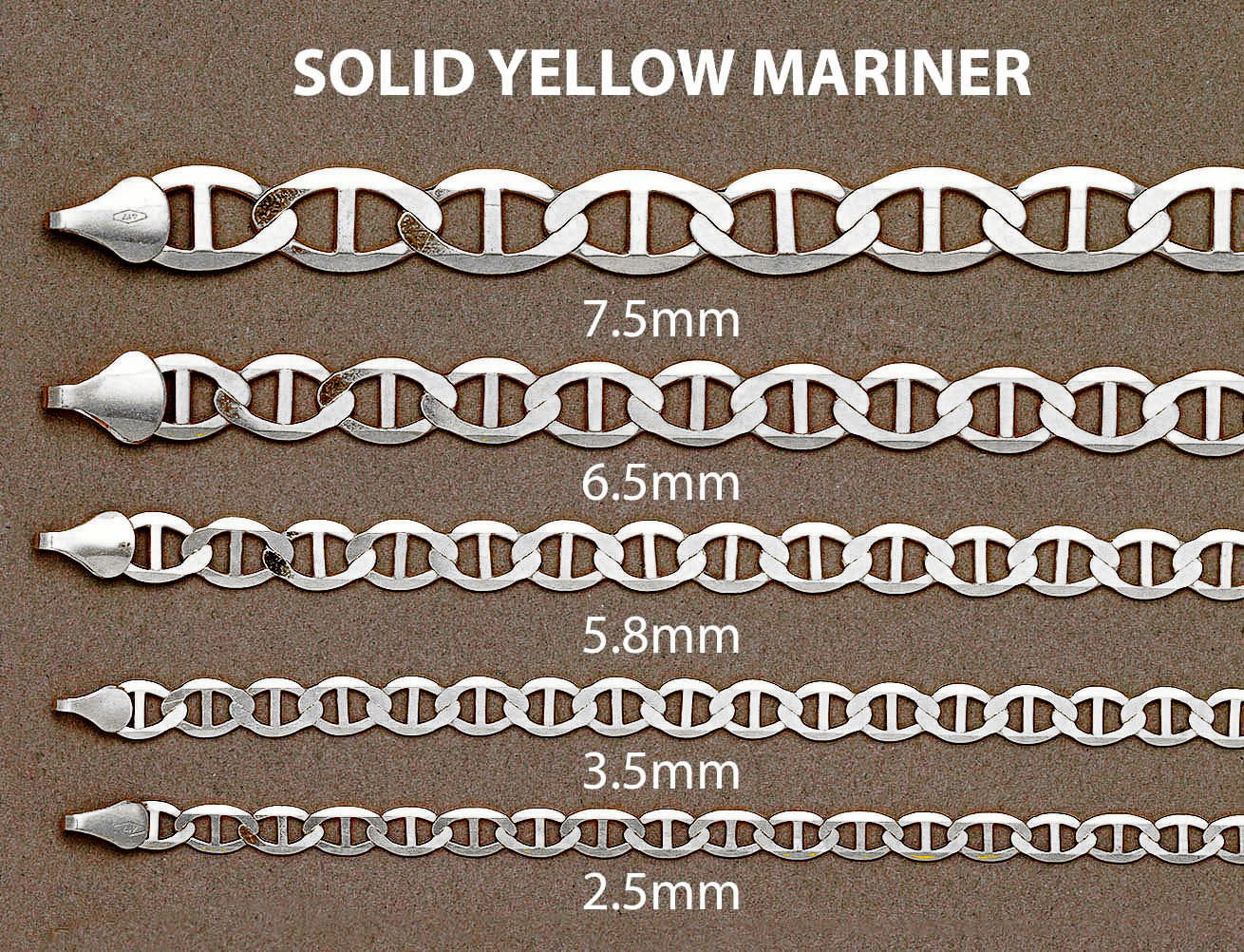 Mens Solid Mariner Chain 10K White Gold - Image 5