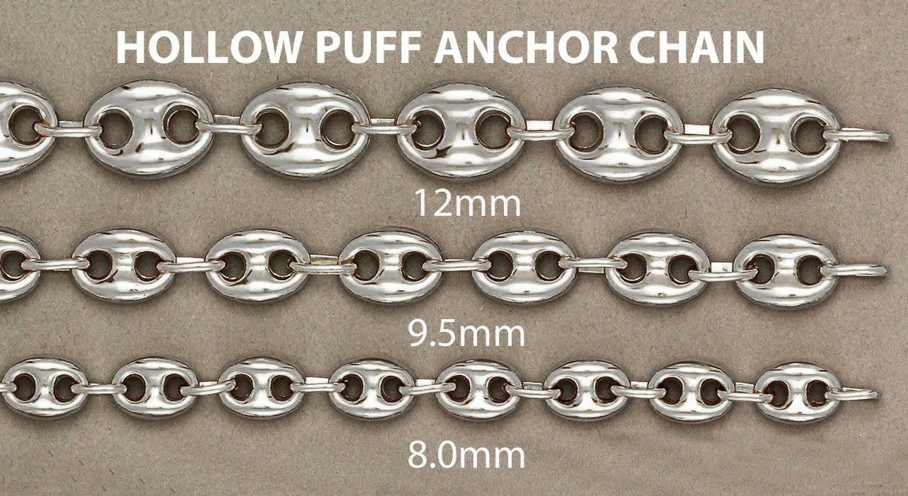 White Gold Chain - Womens Semi Solid  Puff Chain 10K/14K Gold - Image 5