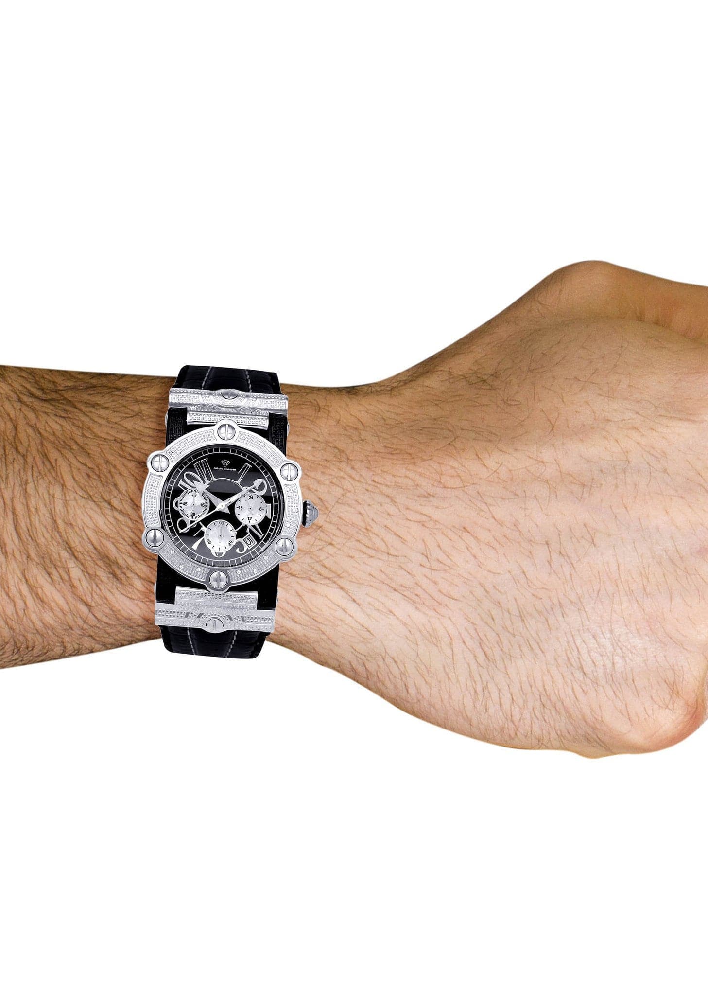 Mens White Gold Tone Diamond Watch | Appx. 0.19 Carats - Image 4