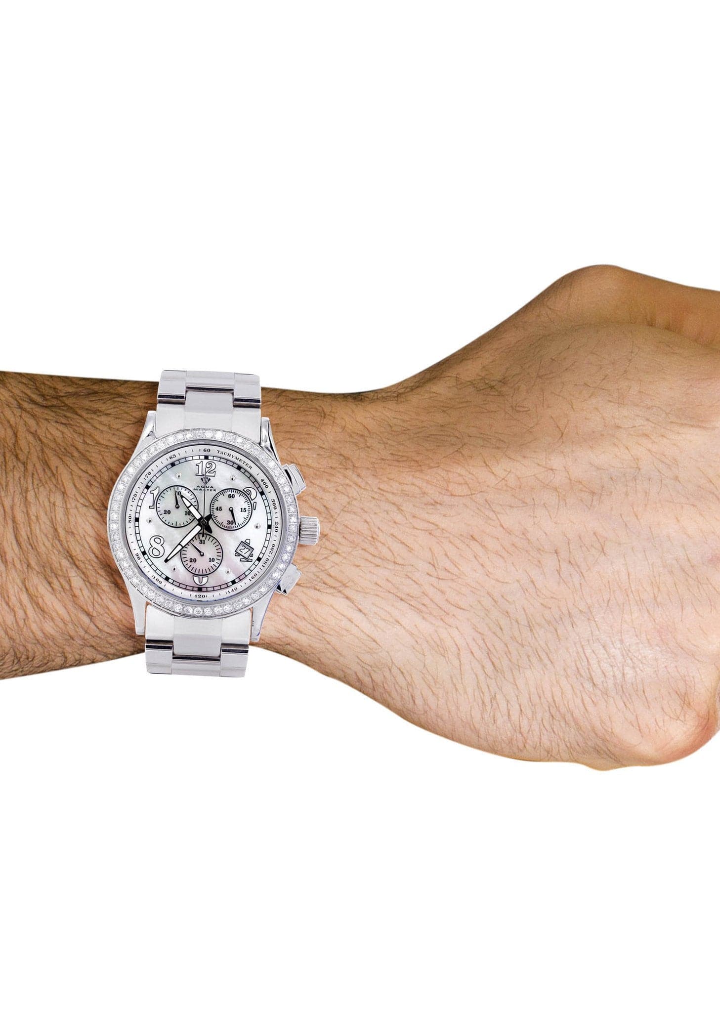 Mens White Gold Tone Diamond Watch | Appx. 2 Carats - Image 4