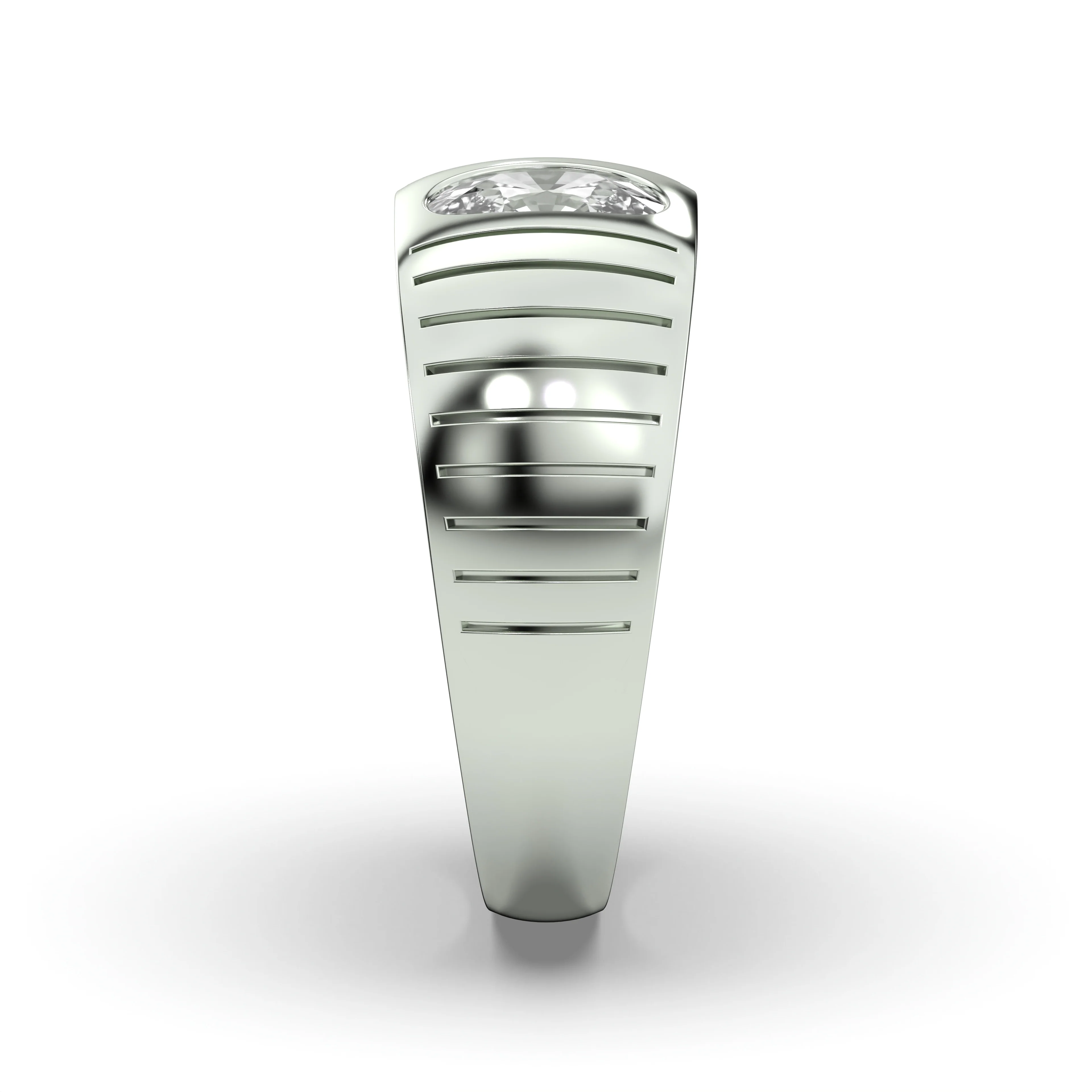 Men's Jewelry - Men's VVS Lab Diamond Oval Solitaire Engagement Ring |  White Gold - Image 3