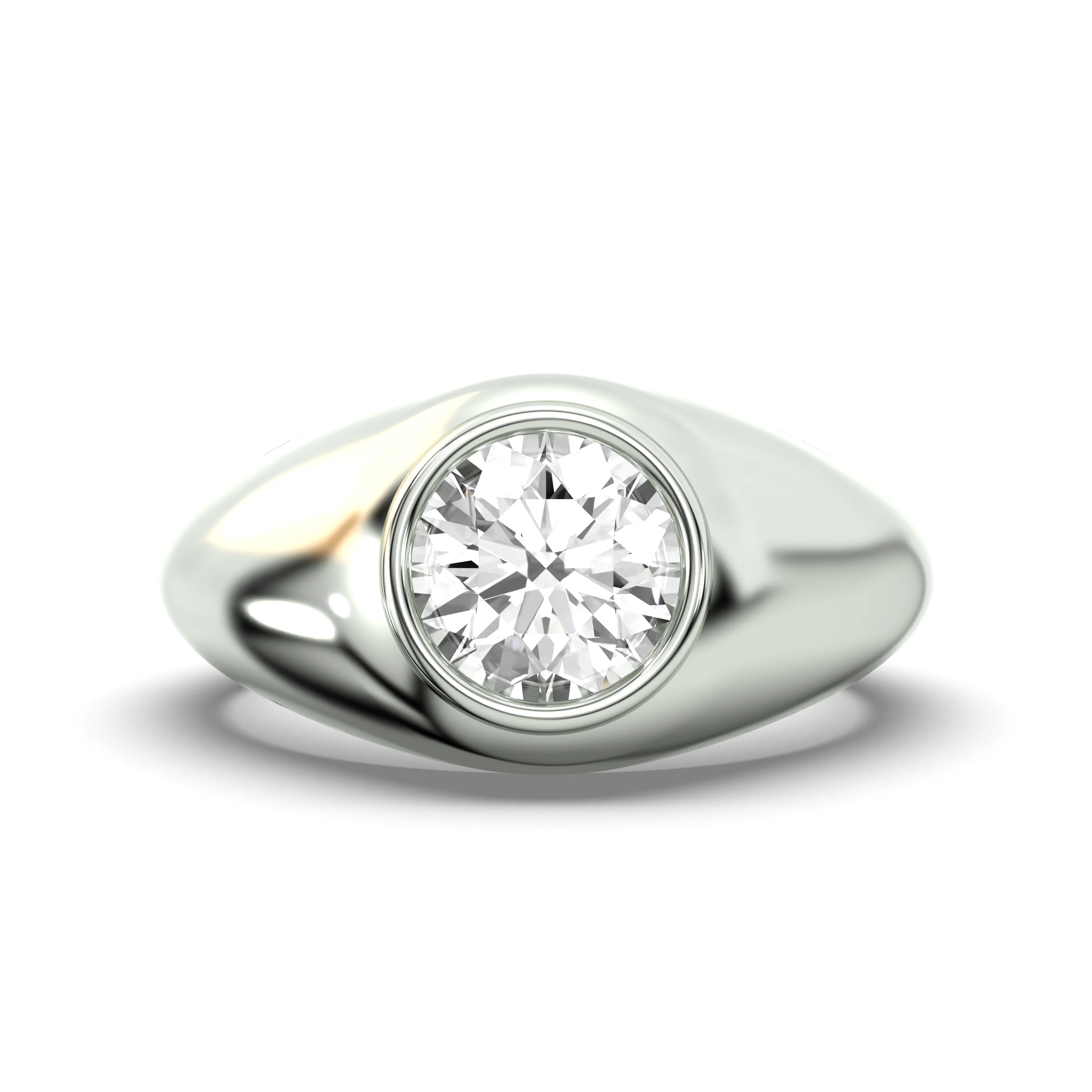 Men's Jewelry - Men's VVS Lab Diamond Round Brilliant Cut Solitaire Engagement Ring | White Gold