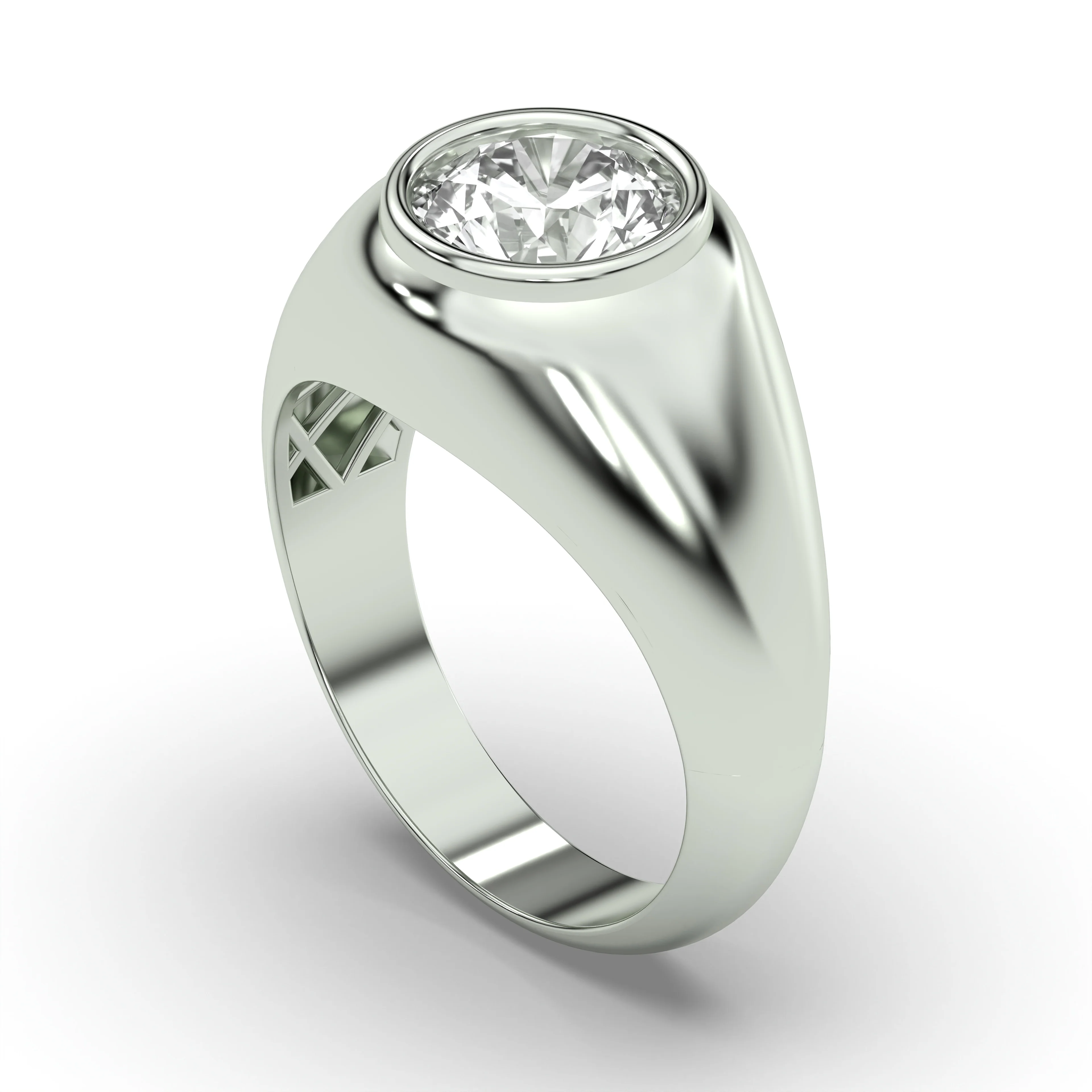 Men's Jewelry - Men's VVS Lab Diamond Round Brilliant Cut Solitaire Engagement Ring | White Gold - Image 4