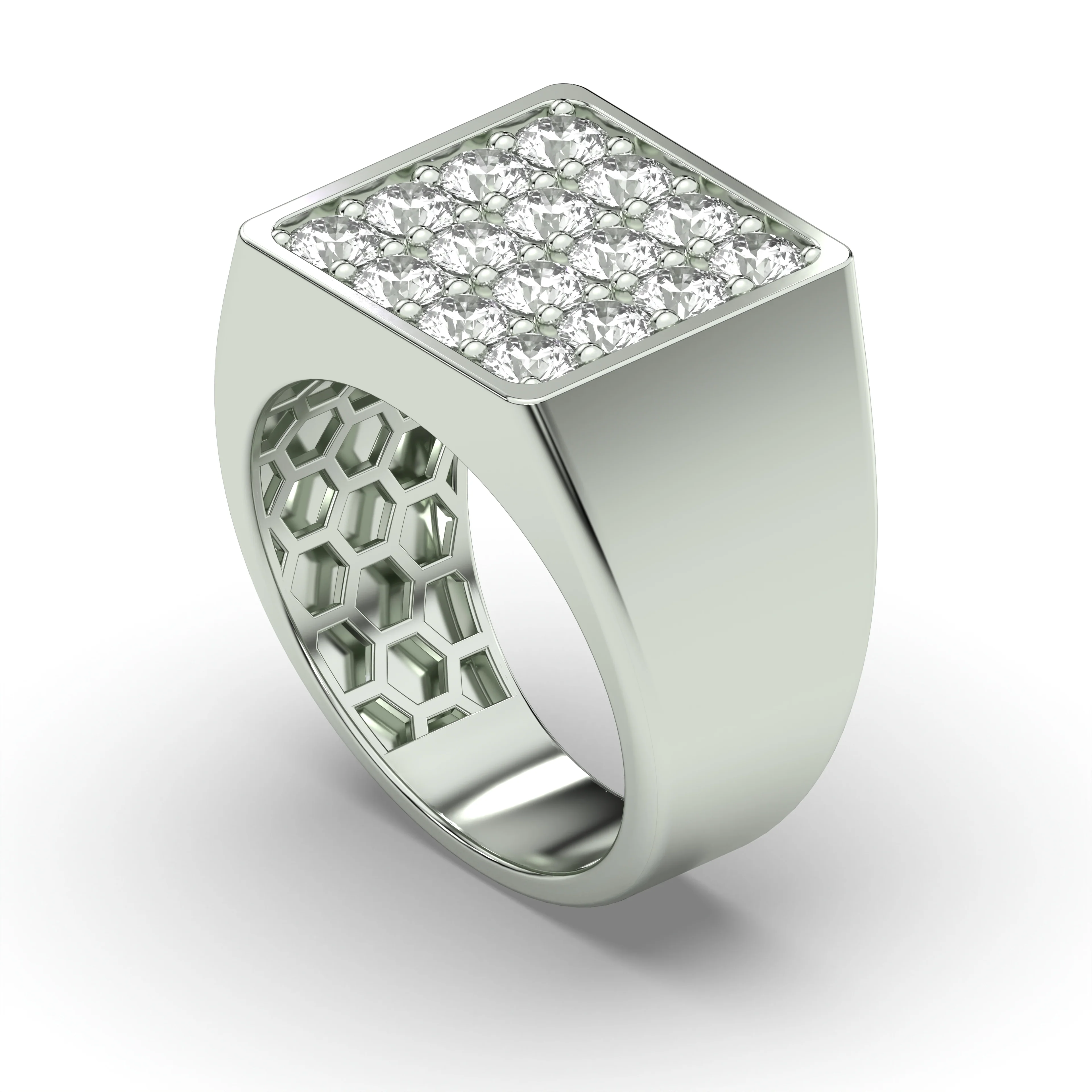 Men's Jewelry - Men's VVS Lab Diamond Square Diamond Ring | White Gold - Image 4