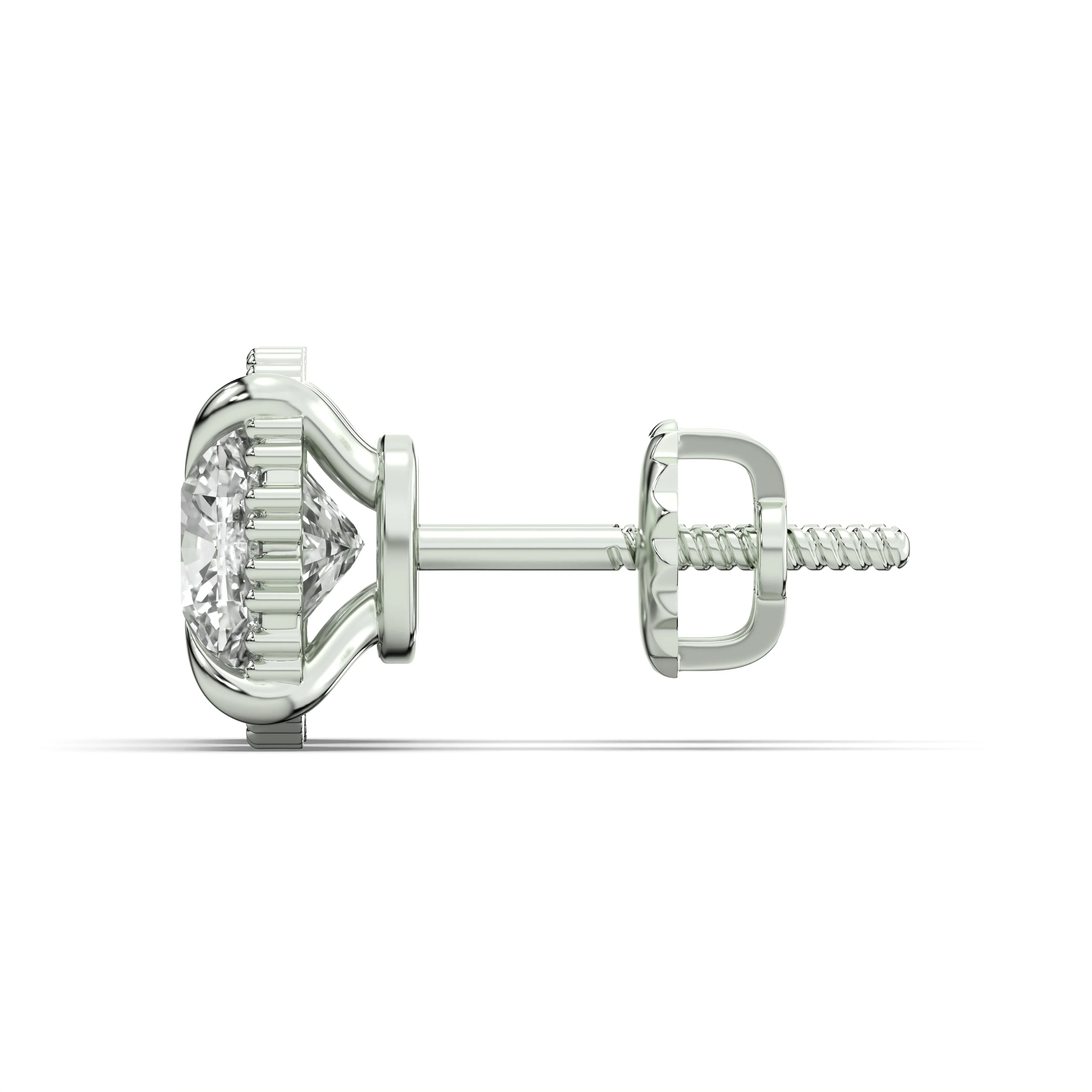 Men's Jewelry - VVS Lab Diamond Halo Stud Earrings For Men | 14K White Gold - Image 3
