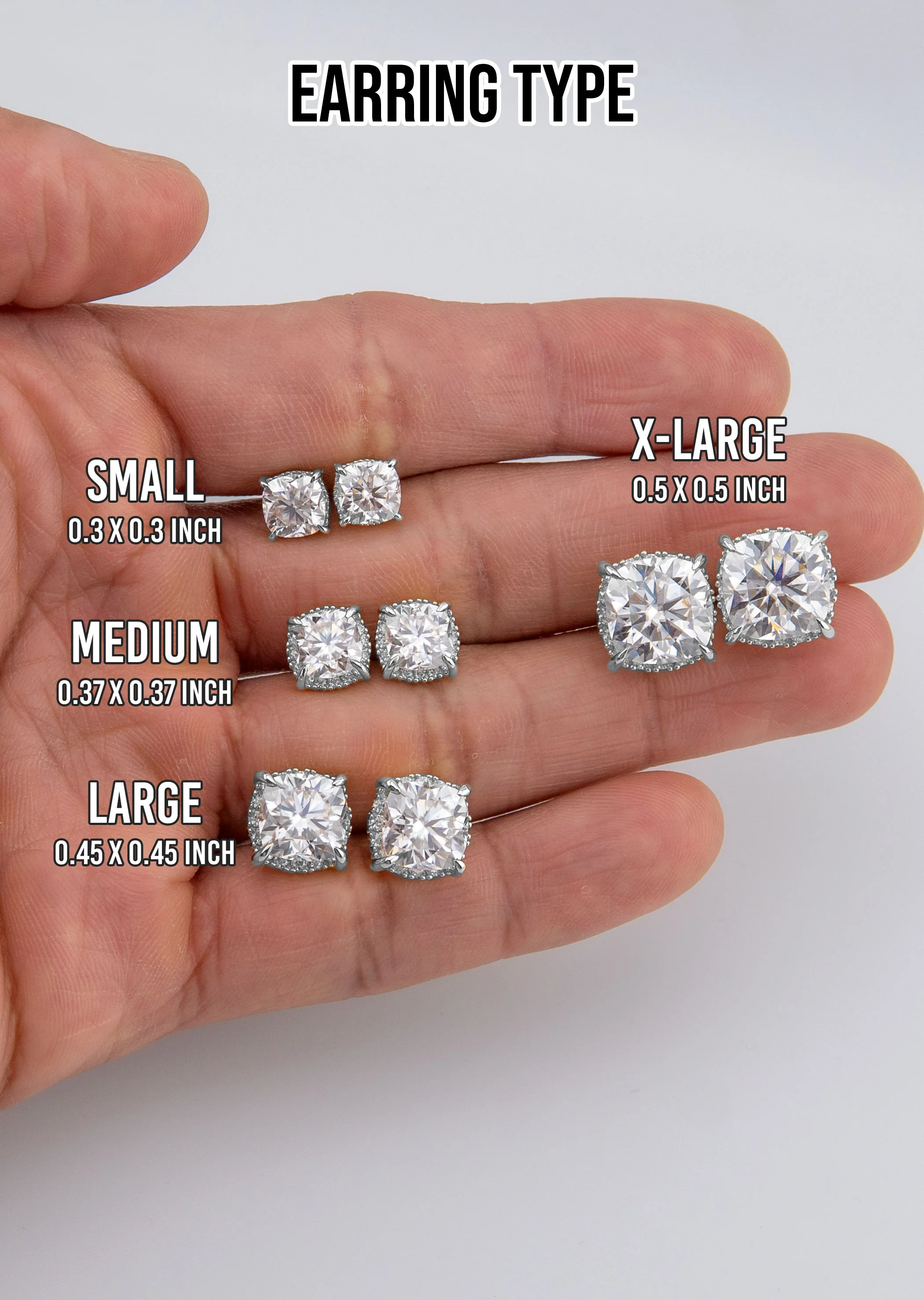 Men's Jewelry - VVS Lab Diamond Halo Stud Earrings For Men | 14K White Gold - Image 5