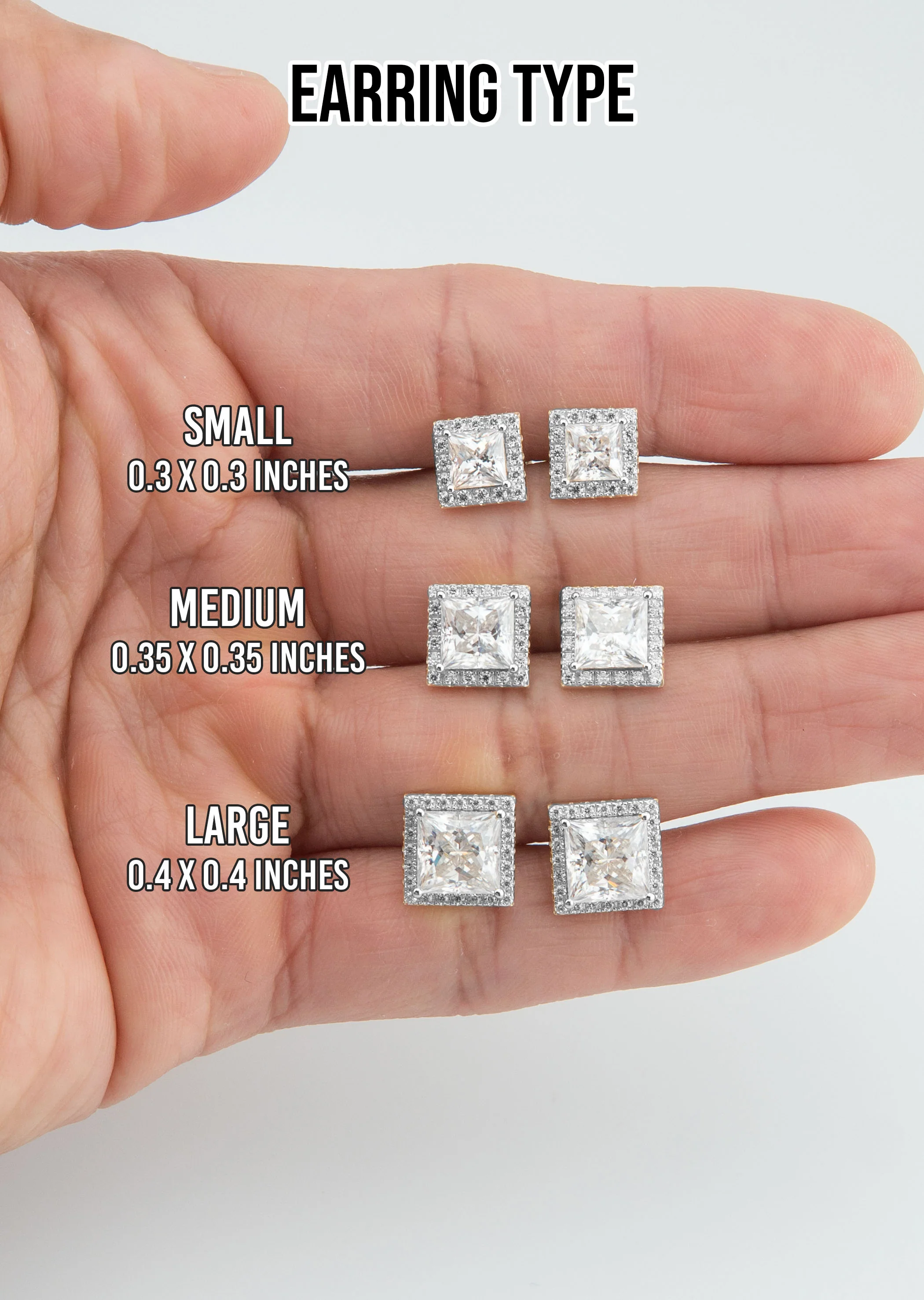 Men's Jewelry - VVS Lab Diamond Halo Princess Stud Earrings For Men | 14K White Gold - Image 5