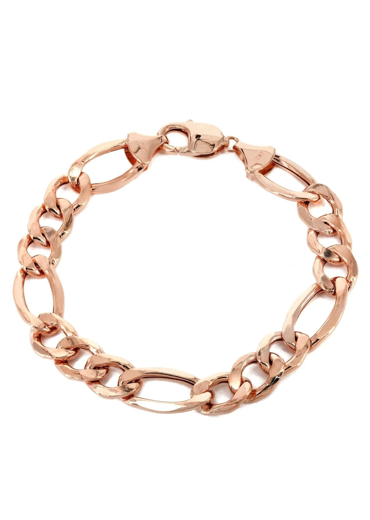 14K Rose Gold Bracelet Semi Solid Figaro For Women