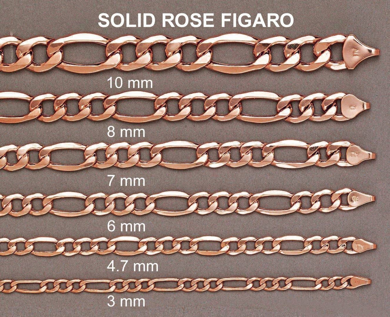 14K Rose Gold Bracelet Semi Solid Figaro For Women - Image 4