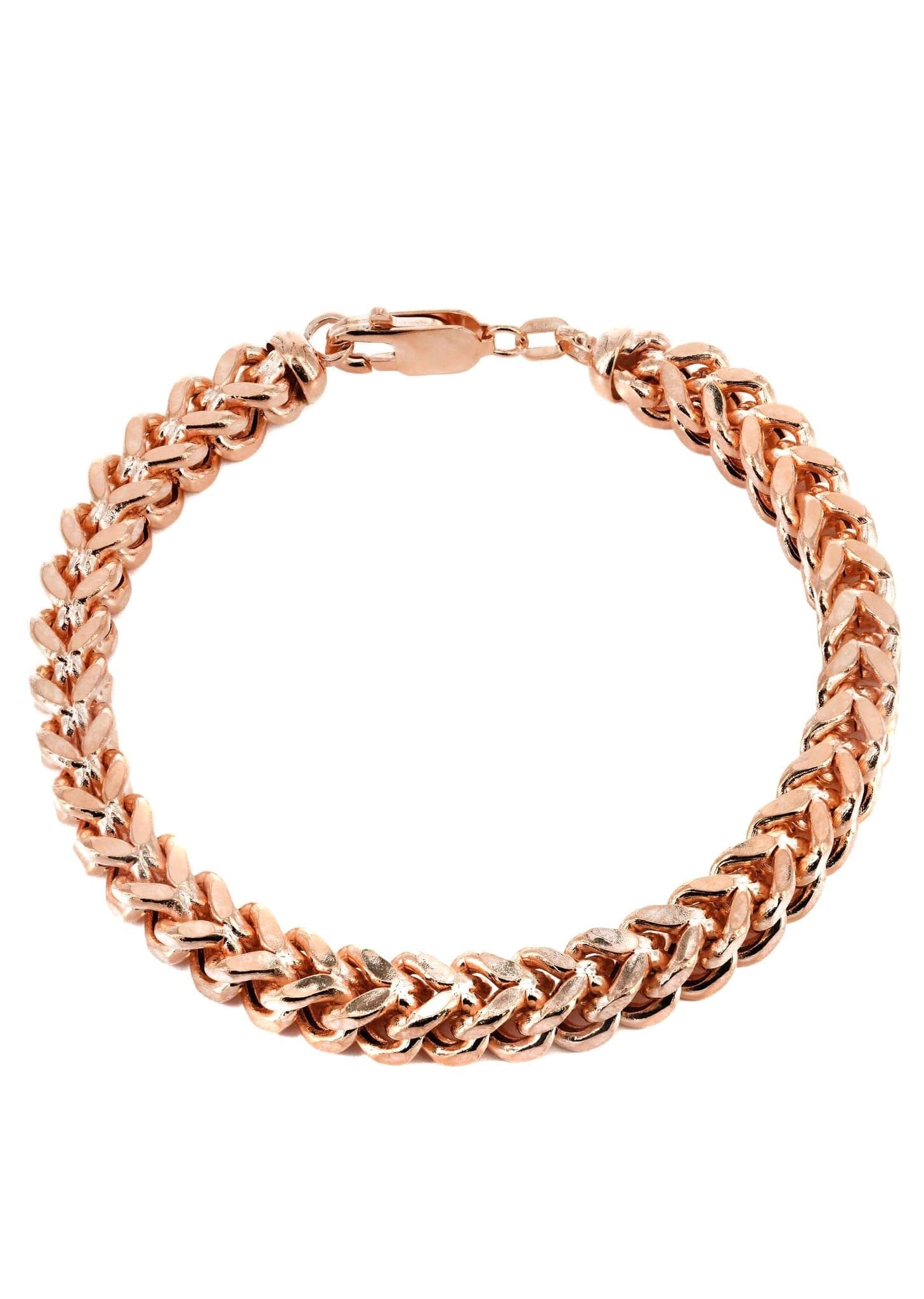 14K Rose Gold Bracelet Semi Solid  Franco For Women
